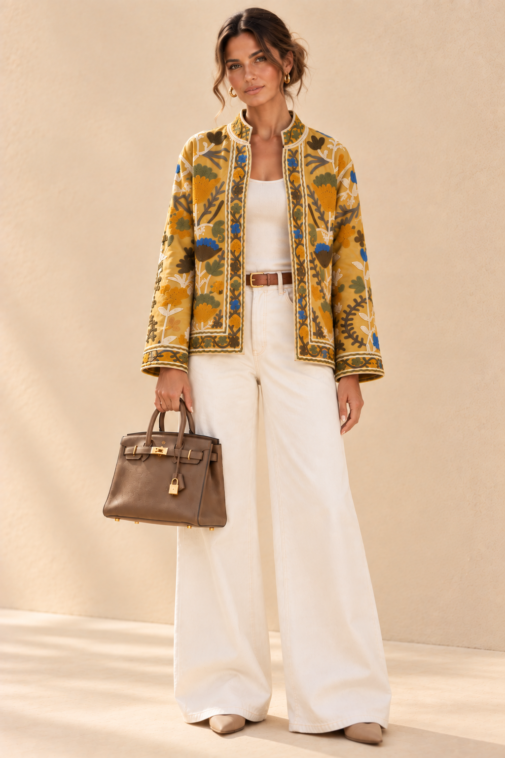 The Floriana Mustard Botanical Jacket