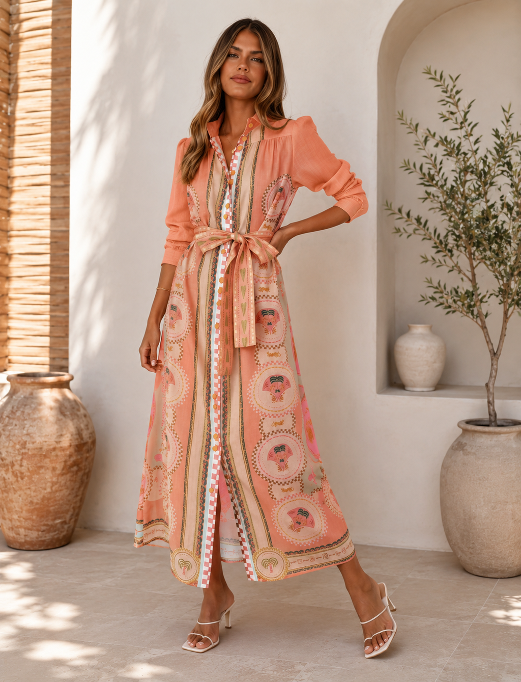 Peach Modest Maxi Dress