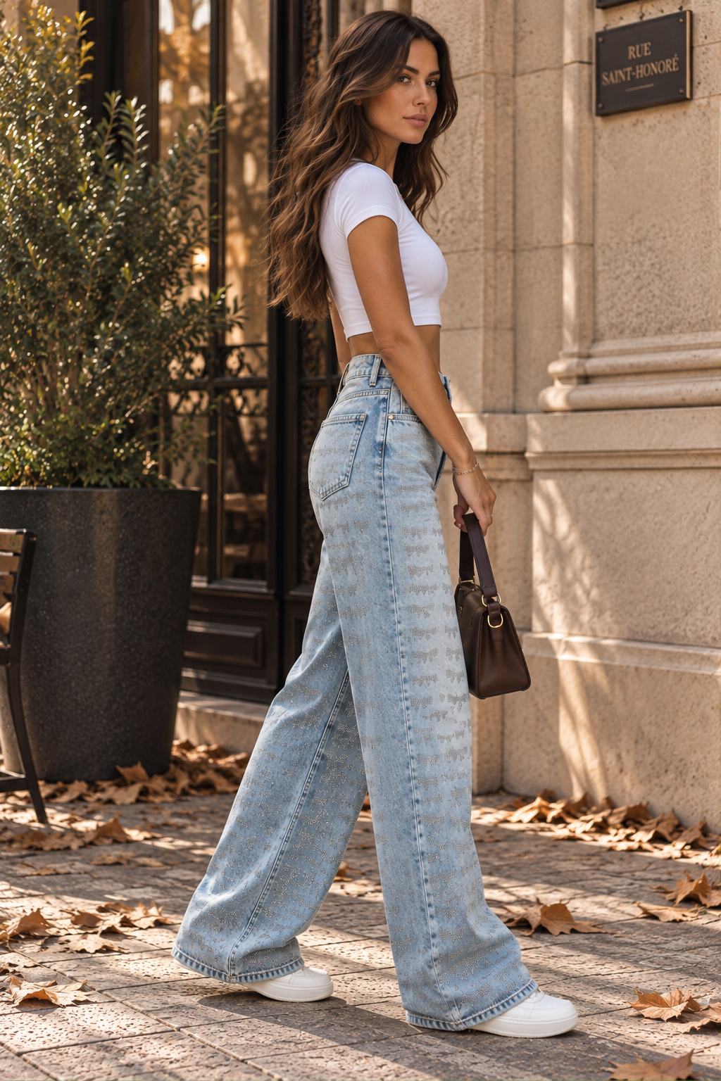 Light Wash Bow-Print Jeans