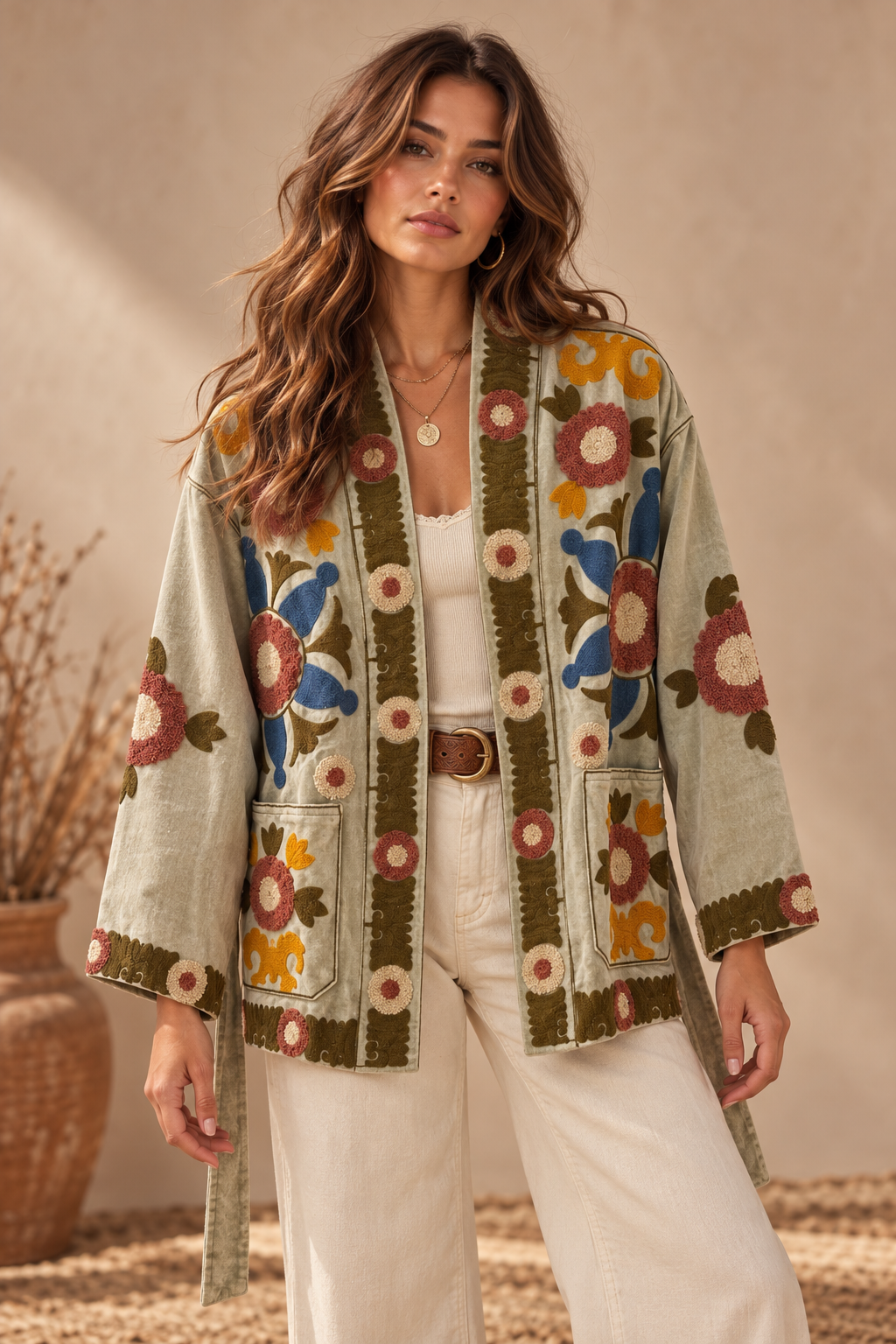 Wildflower Embroidered Suede Jacket