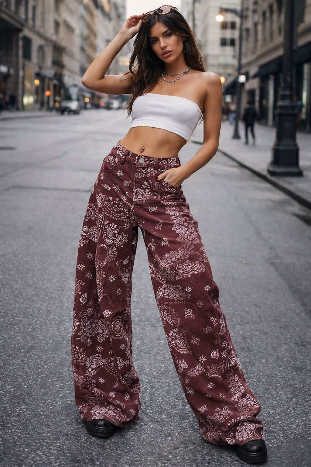 Bandana Print Statement Pants