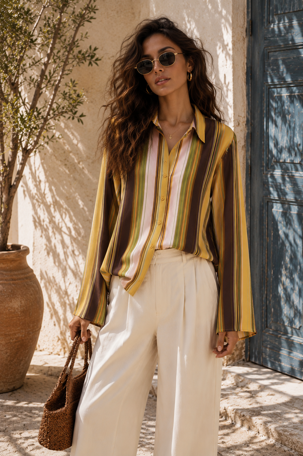 The Souk Stripe Blouse – Ochre & Earth