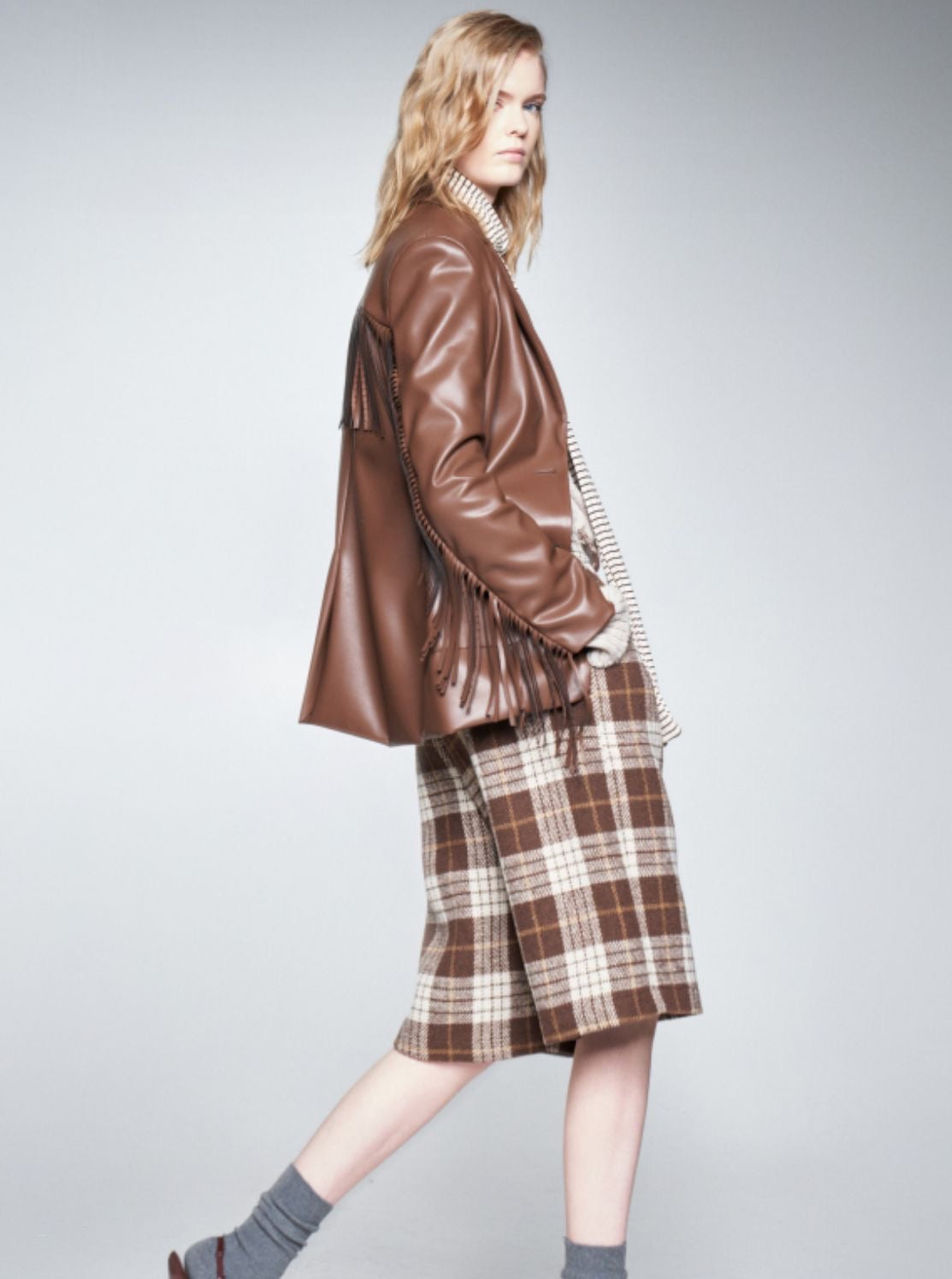 Leather Fringe Blazer 