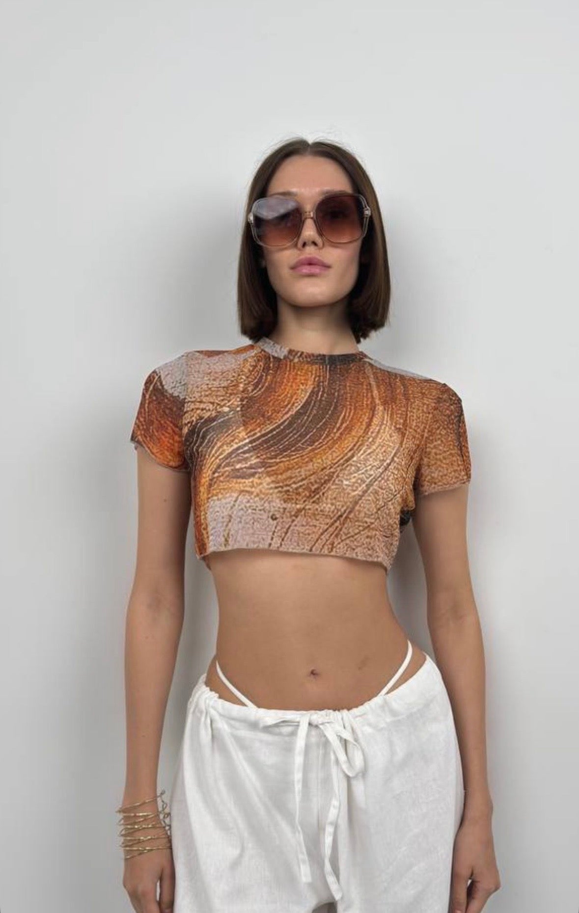Sheer Colorful Mesh Crop Top