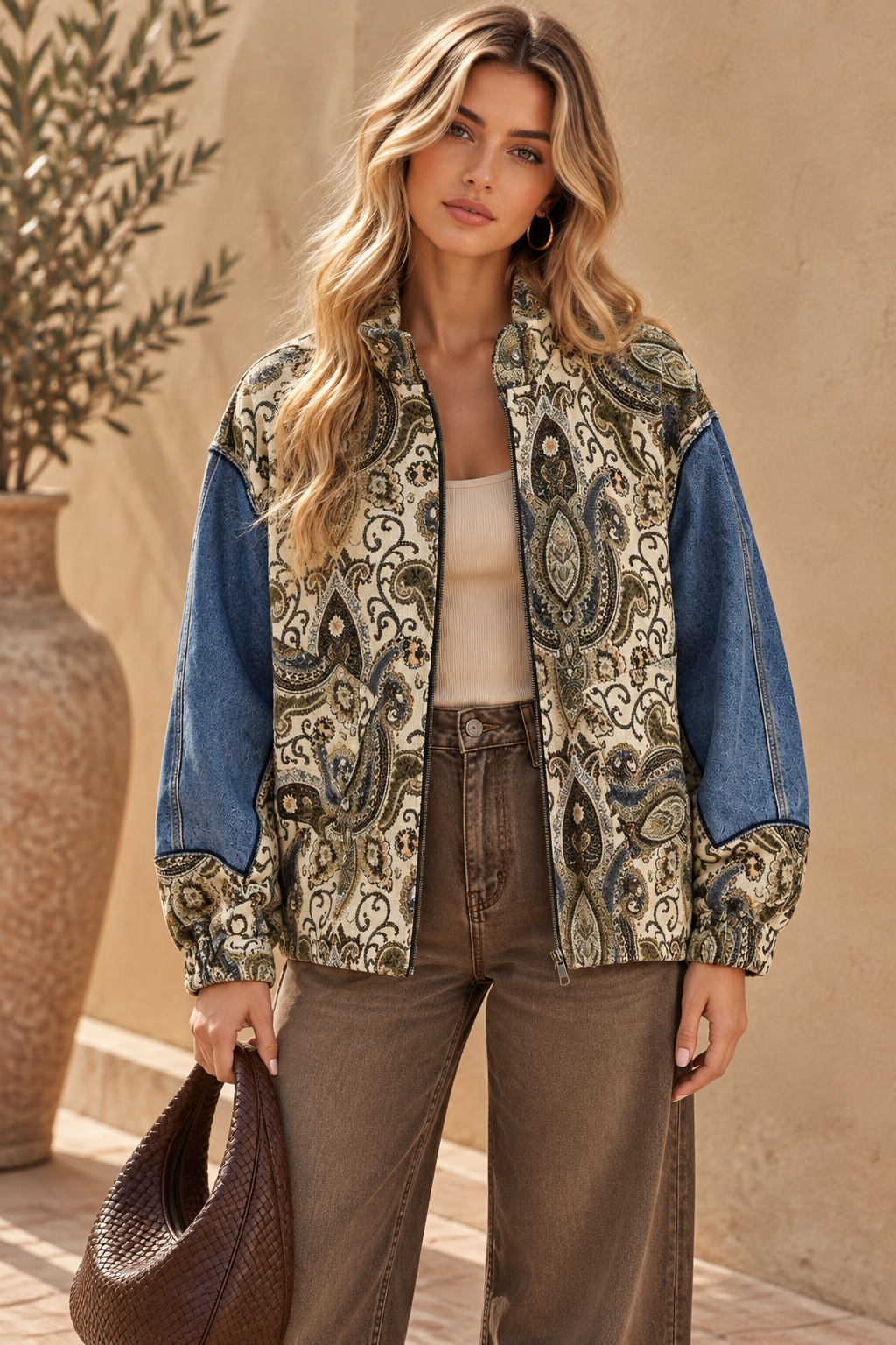 The Althea Denim & Jacquard Jacket