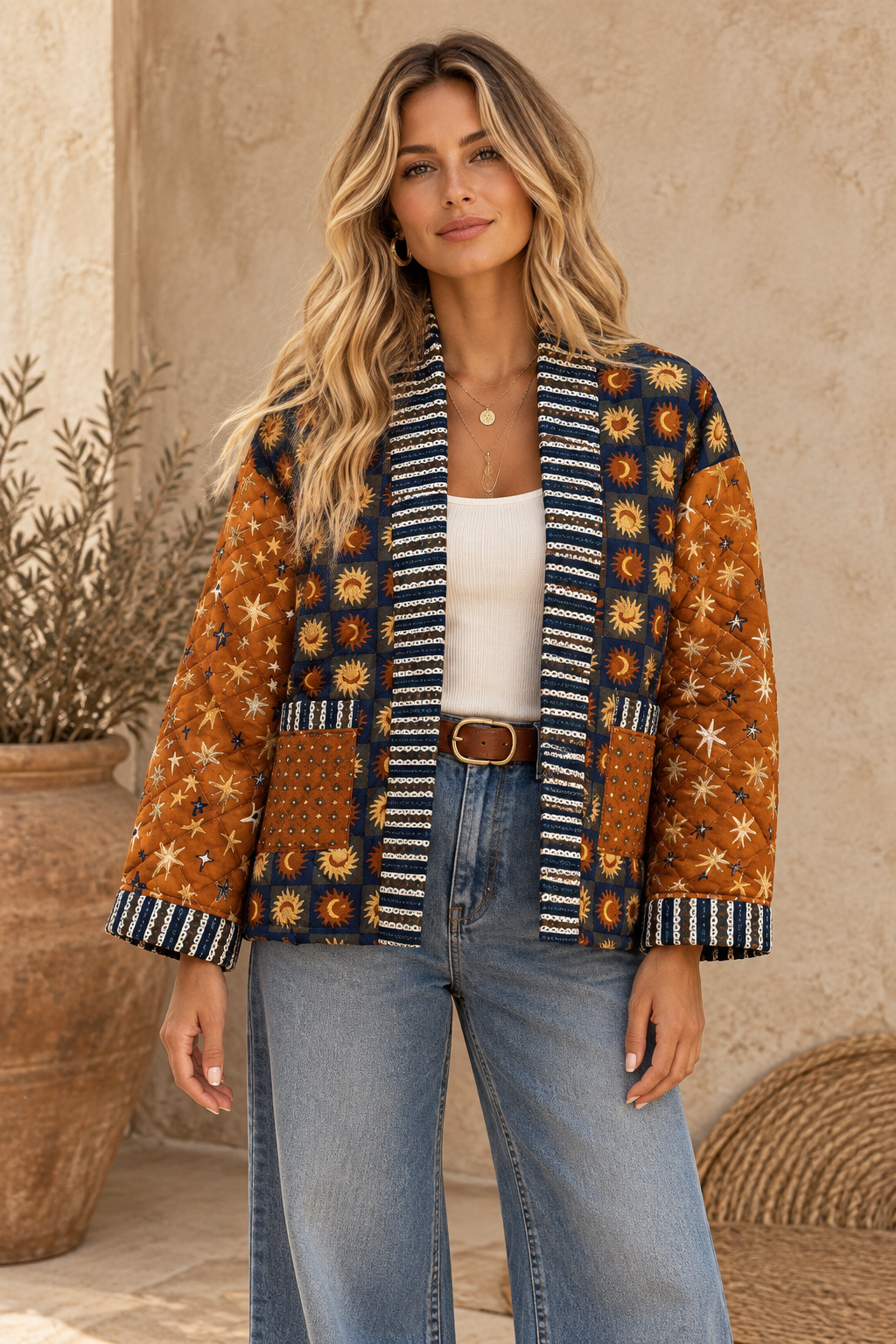 Vintage-Inspired Print Jacket