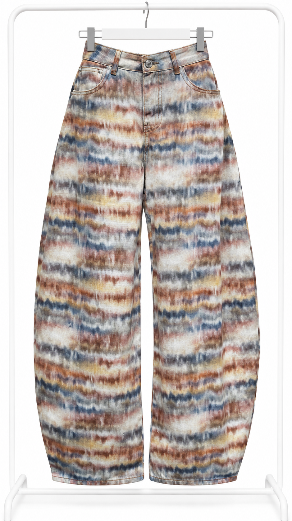 Earthy Tie-Dye Wide-Leg Jeans