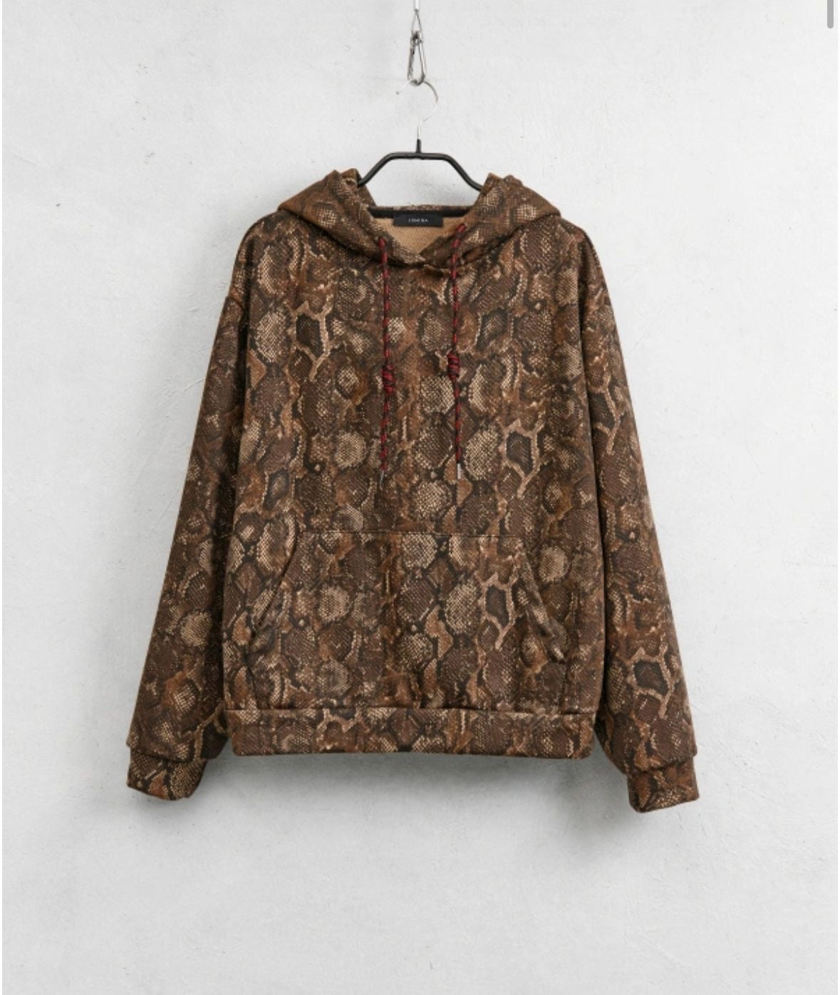 Brown Snake-Print Hoodie