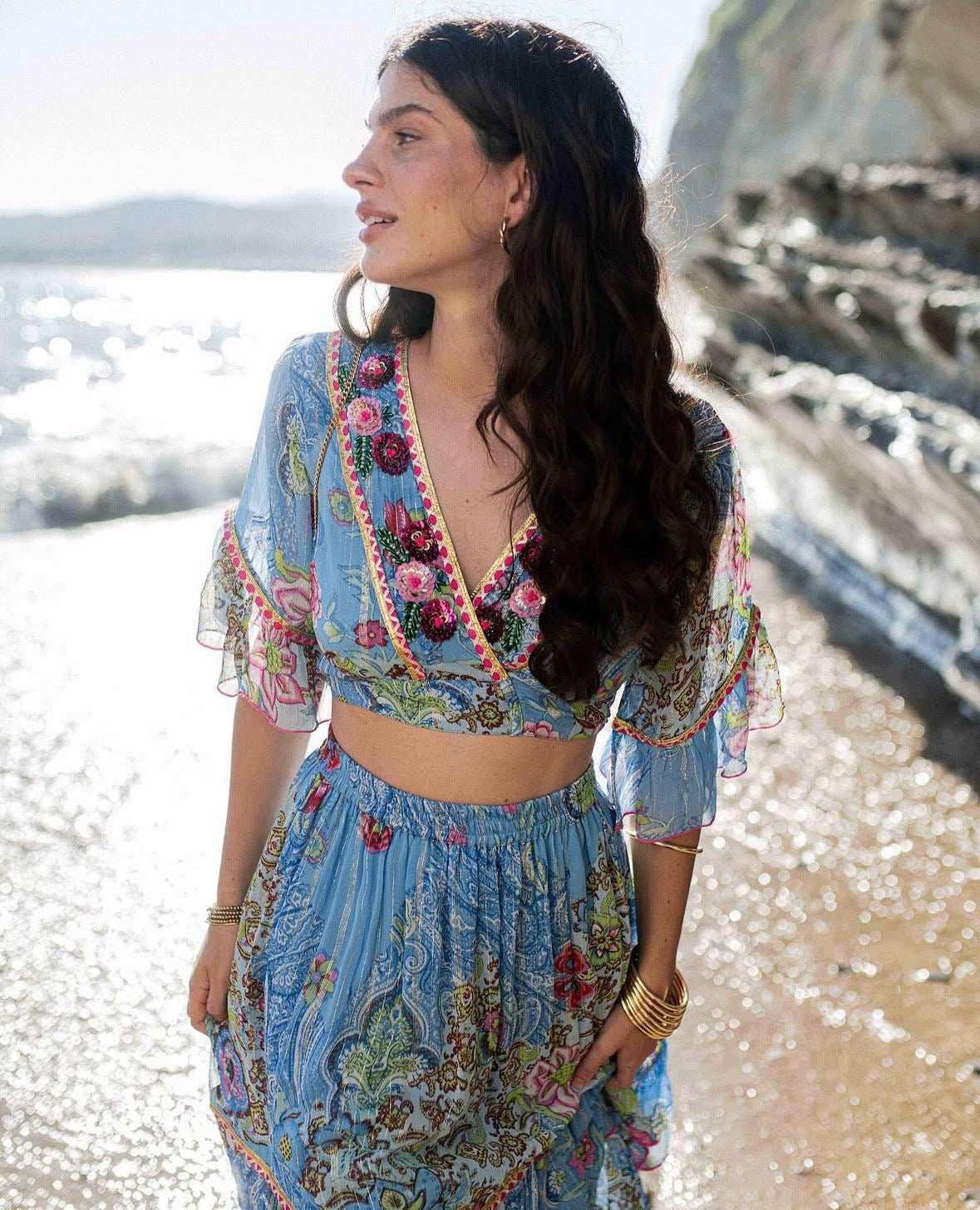 Blue Chiffon Co-ord Set