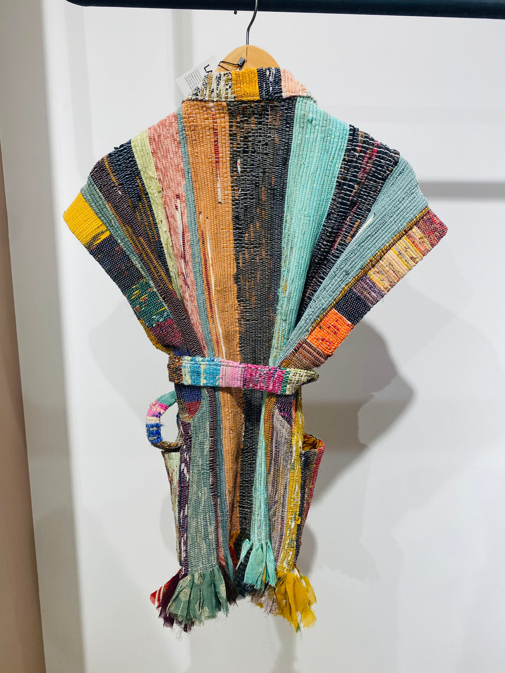 Colorful Patchwork Kimono with Tassel Belt