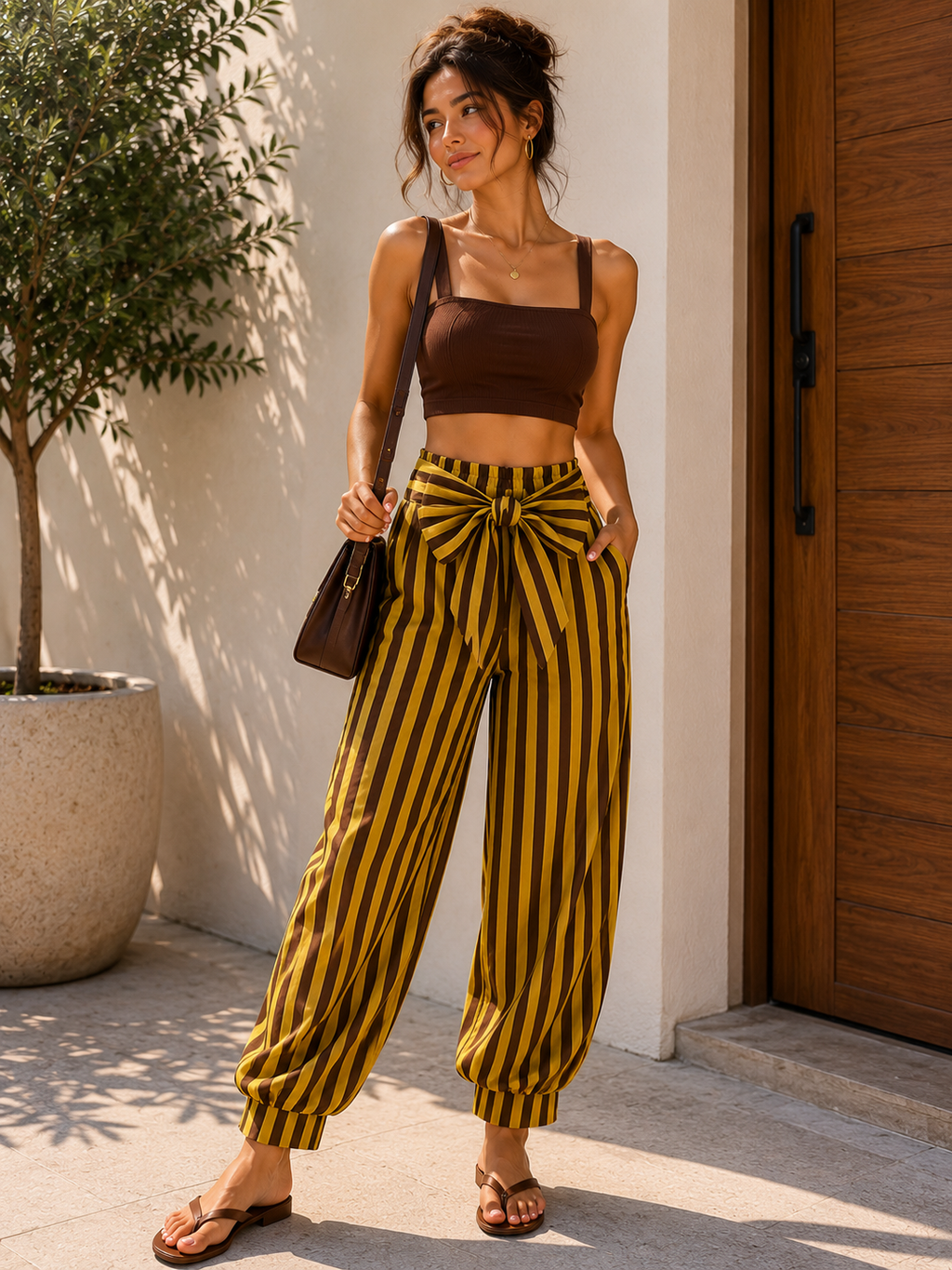 Striped ribbon pants
