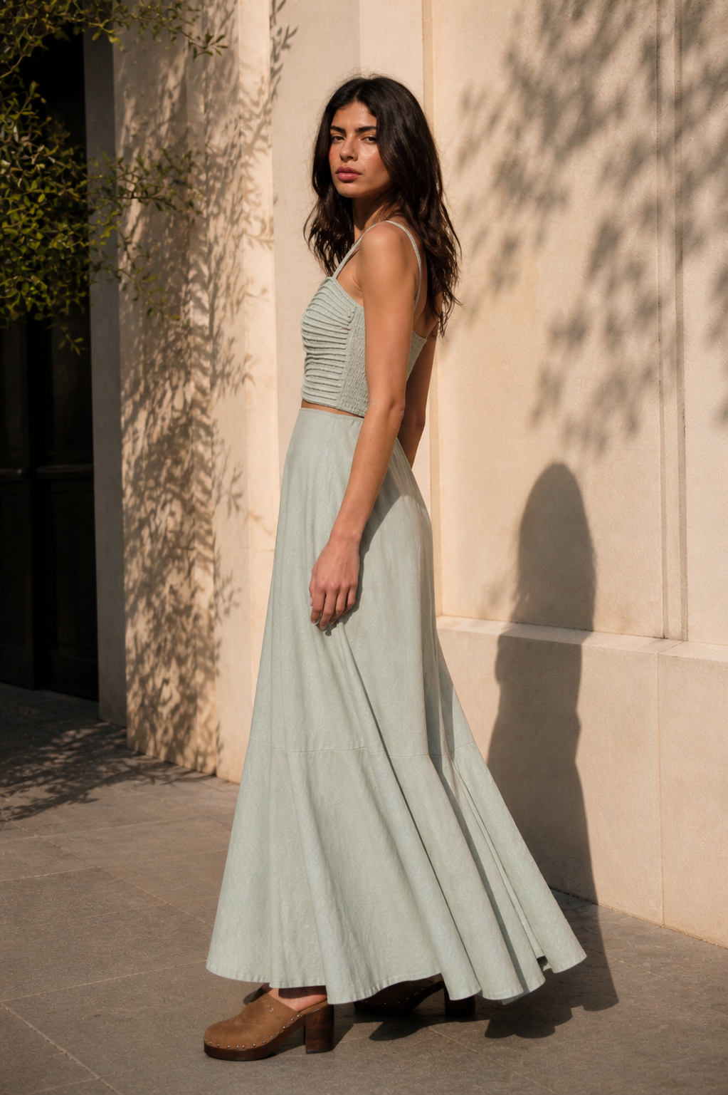 Vert Linen Cut-Out Dress