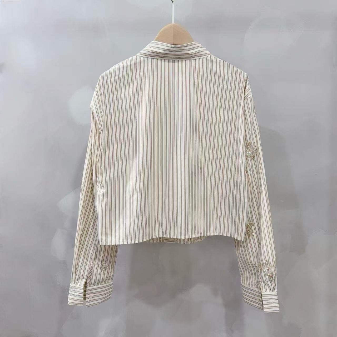 Beige Striped Emblem Shirt