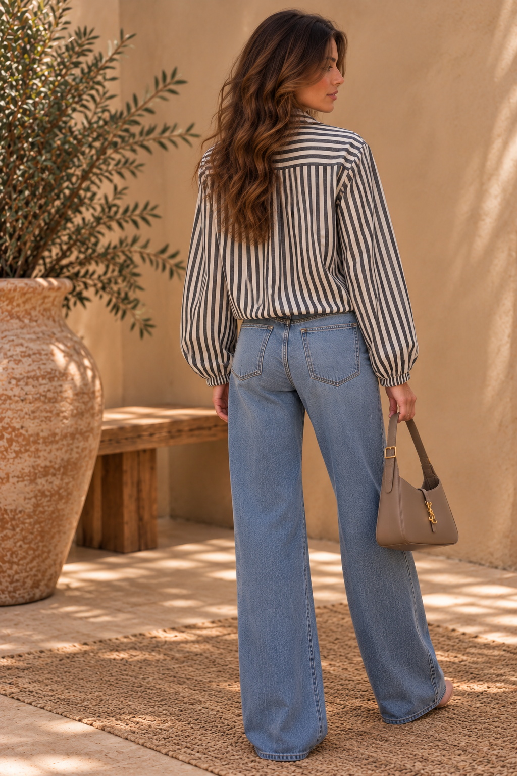 Striped Velvet Shirt Jacket