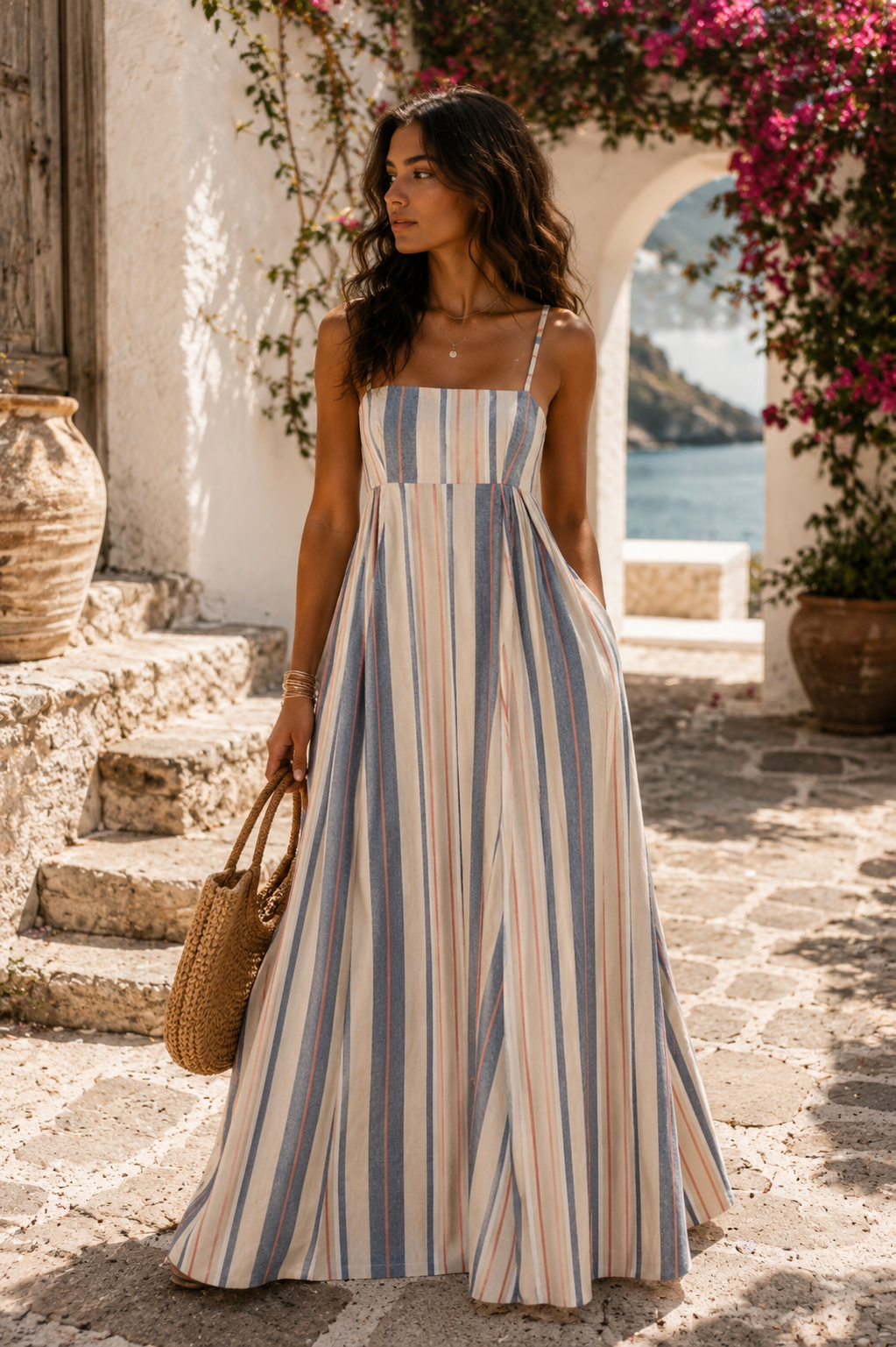 The Riviera Striped Linen Dress