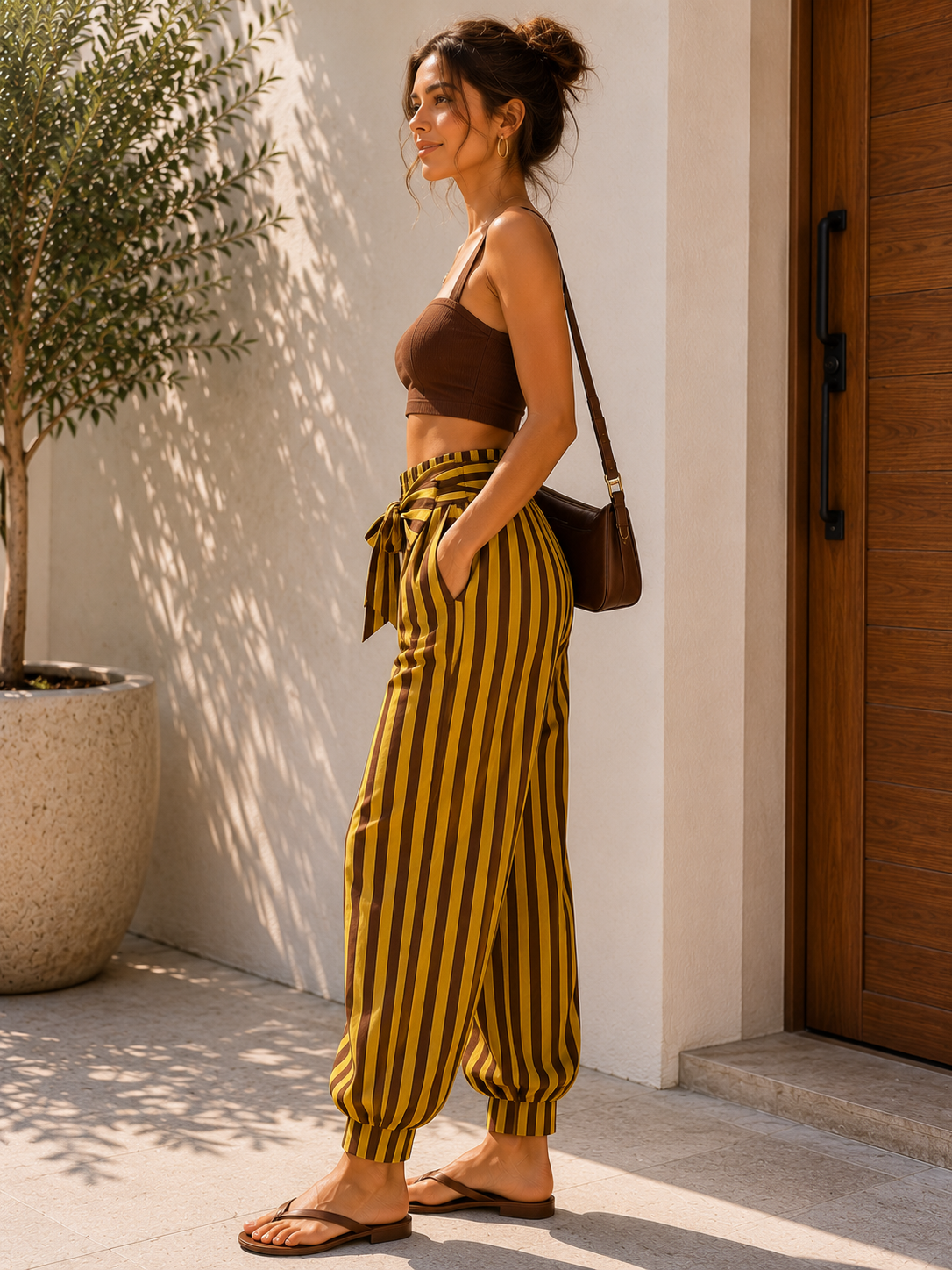 Striped ribbon pants