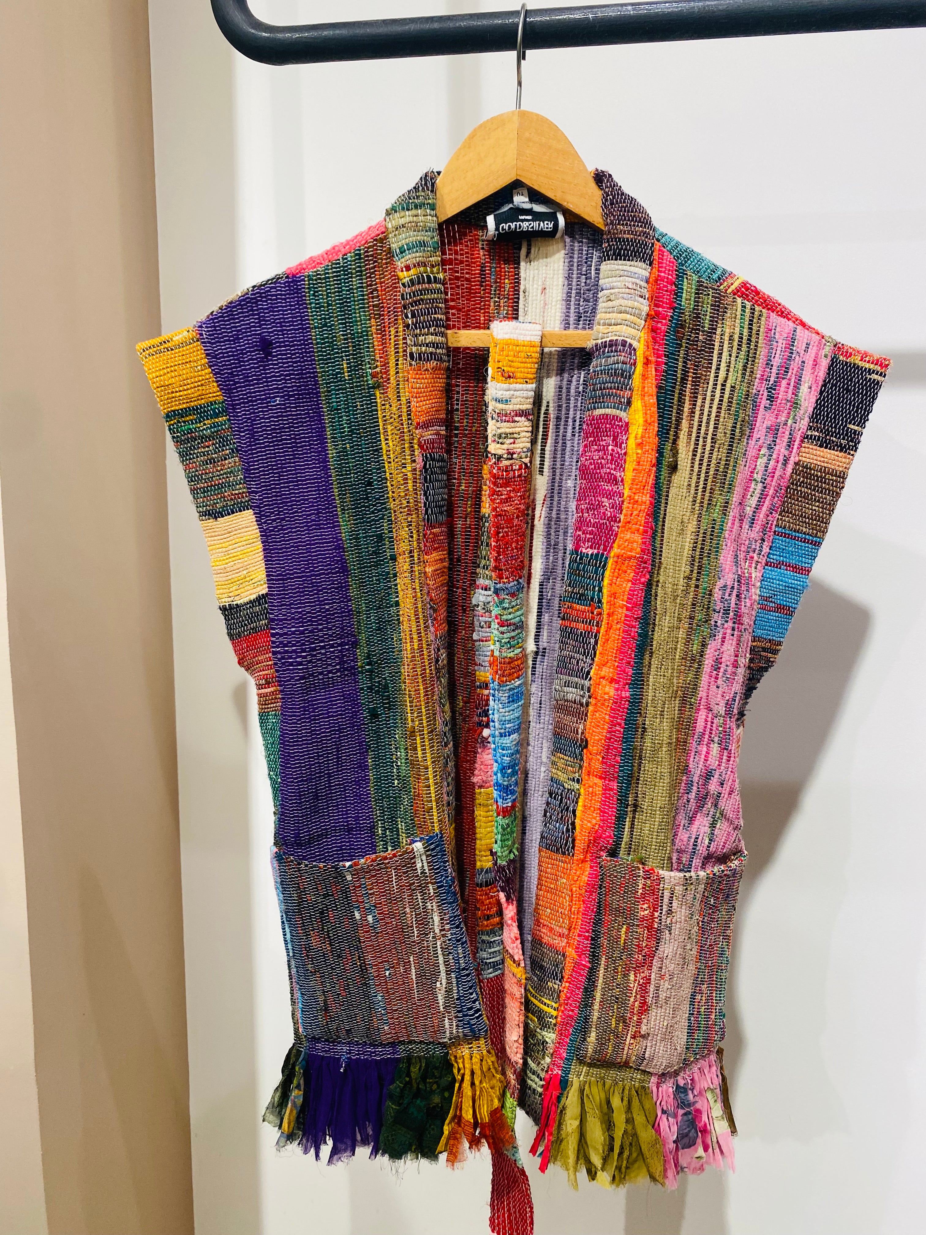 Colorful Patchwork Kimono with Tassel Belt