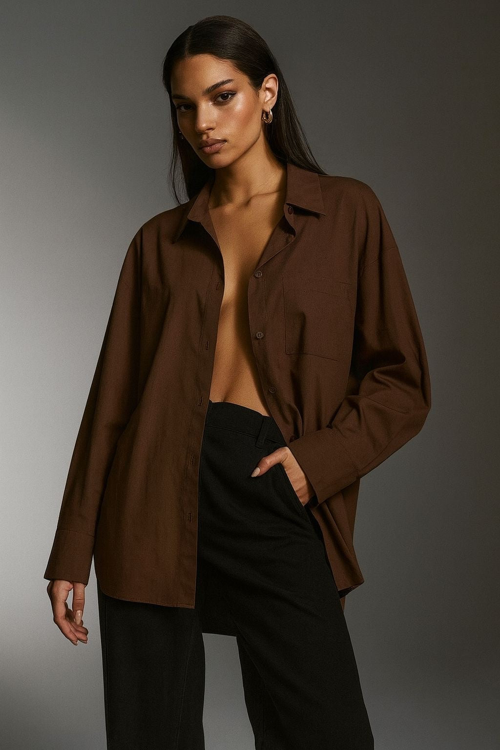 Chocolate Brown Oversized Shirt