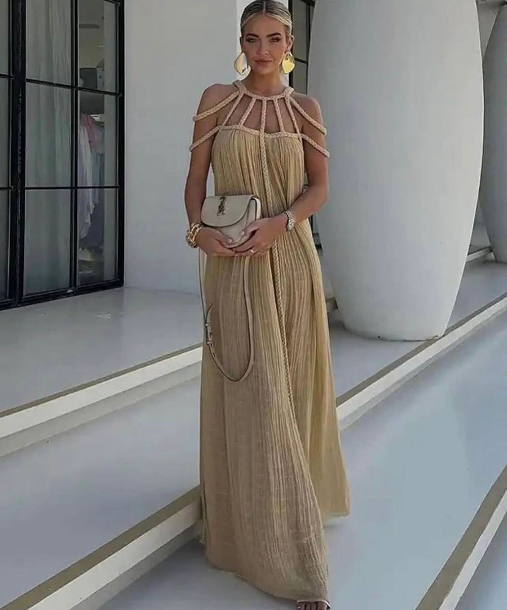 Beige Linen Dress