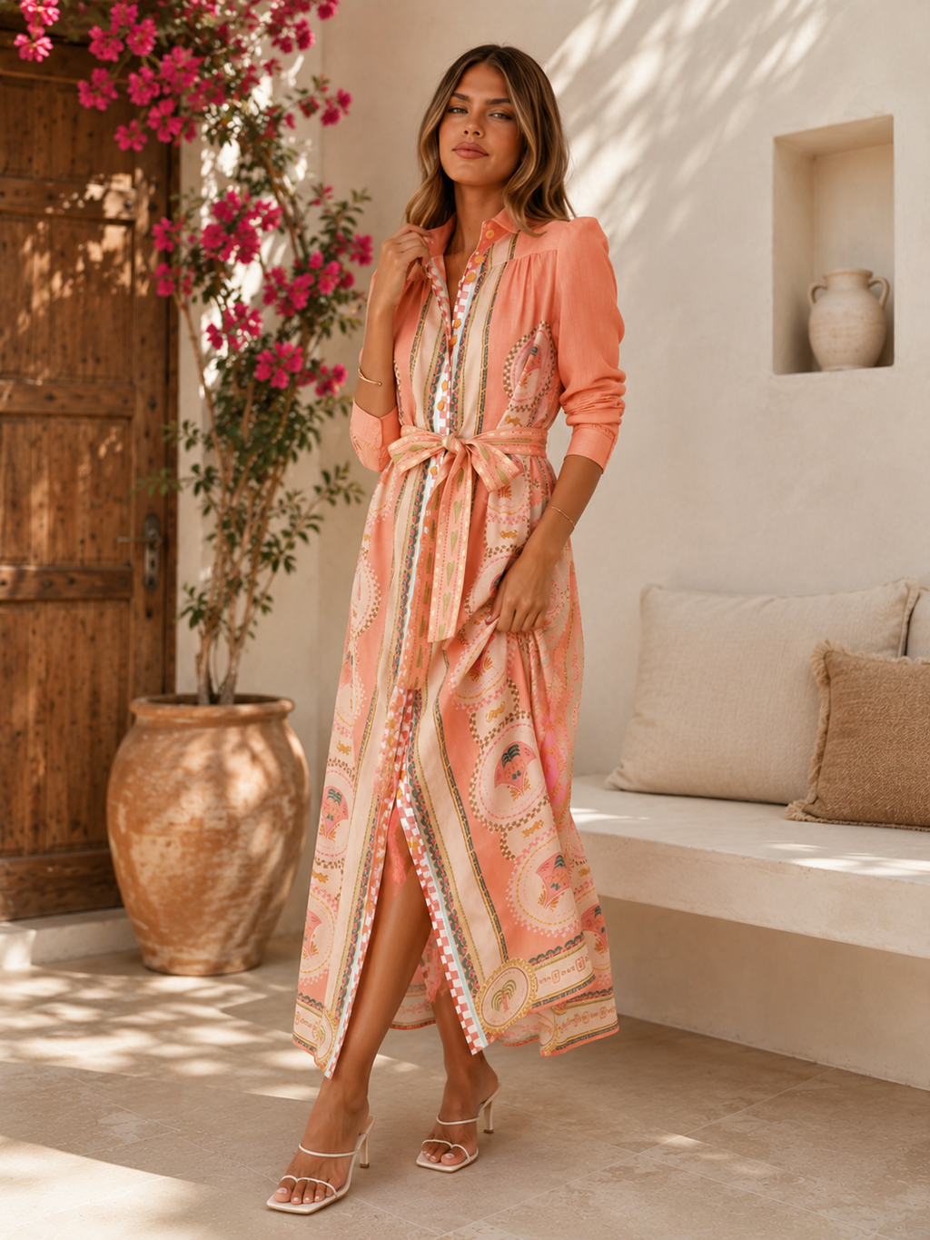 Peach Modest Maxi Dress