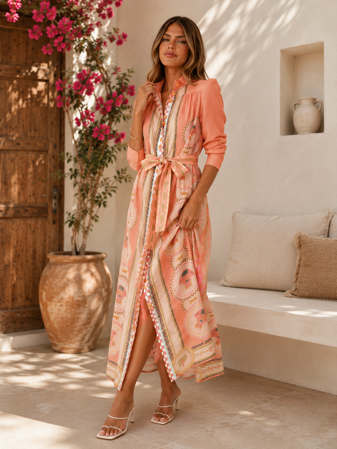 Peach Modest Maxi Dress
