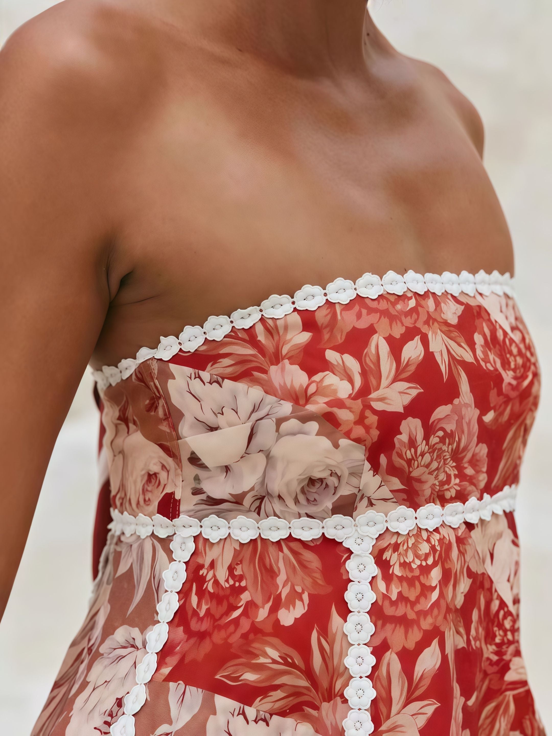 Red Lace Floral Co-Ord Set