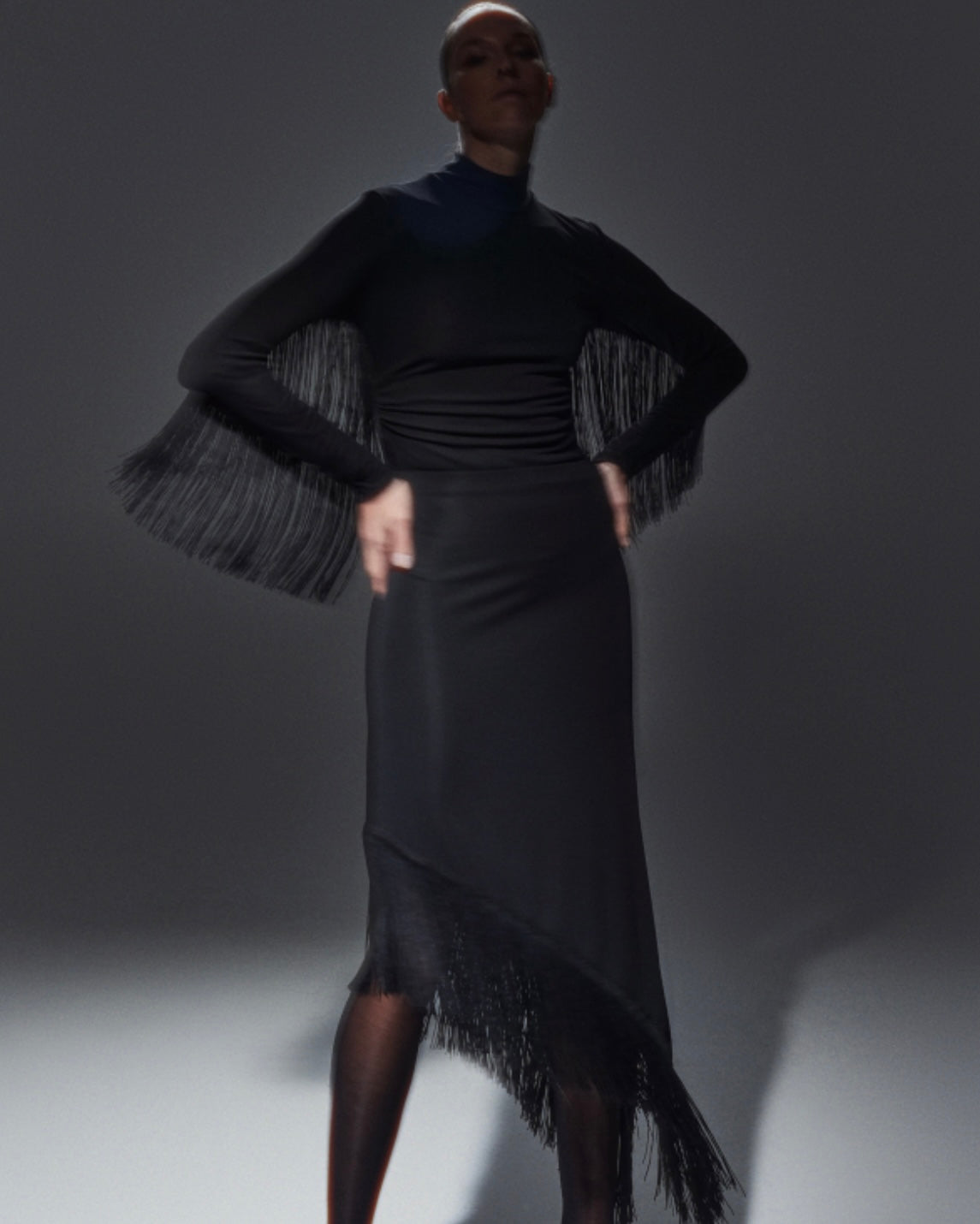Black Fringe Bodysuit