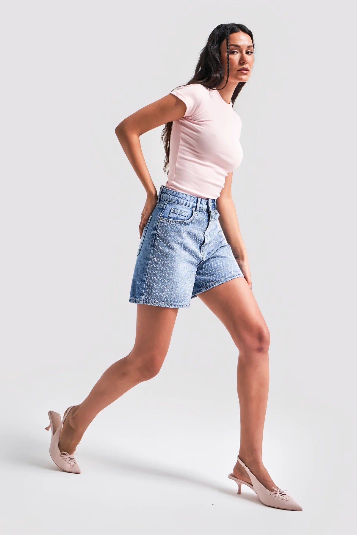 Studded Statement Shorts - Edgy Print Design