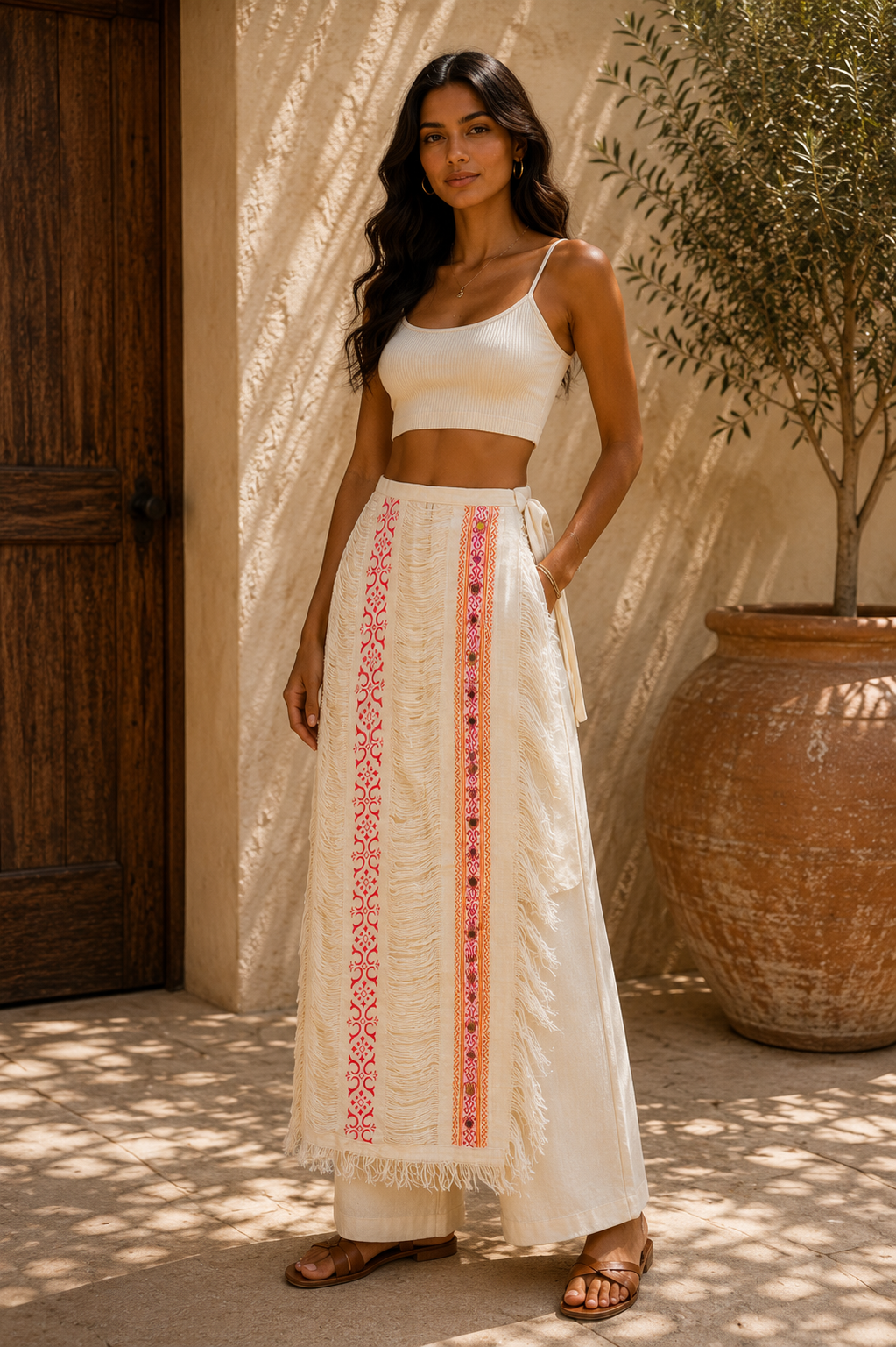 Tribal Thread Linen Skirt Pants