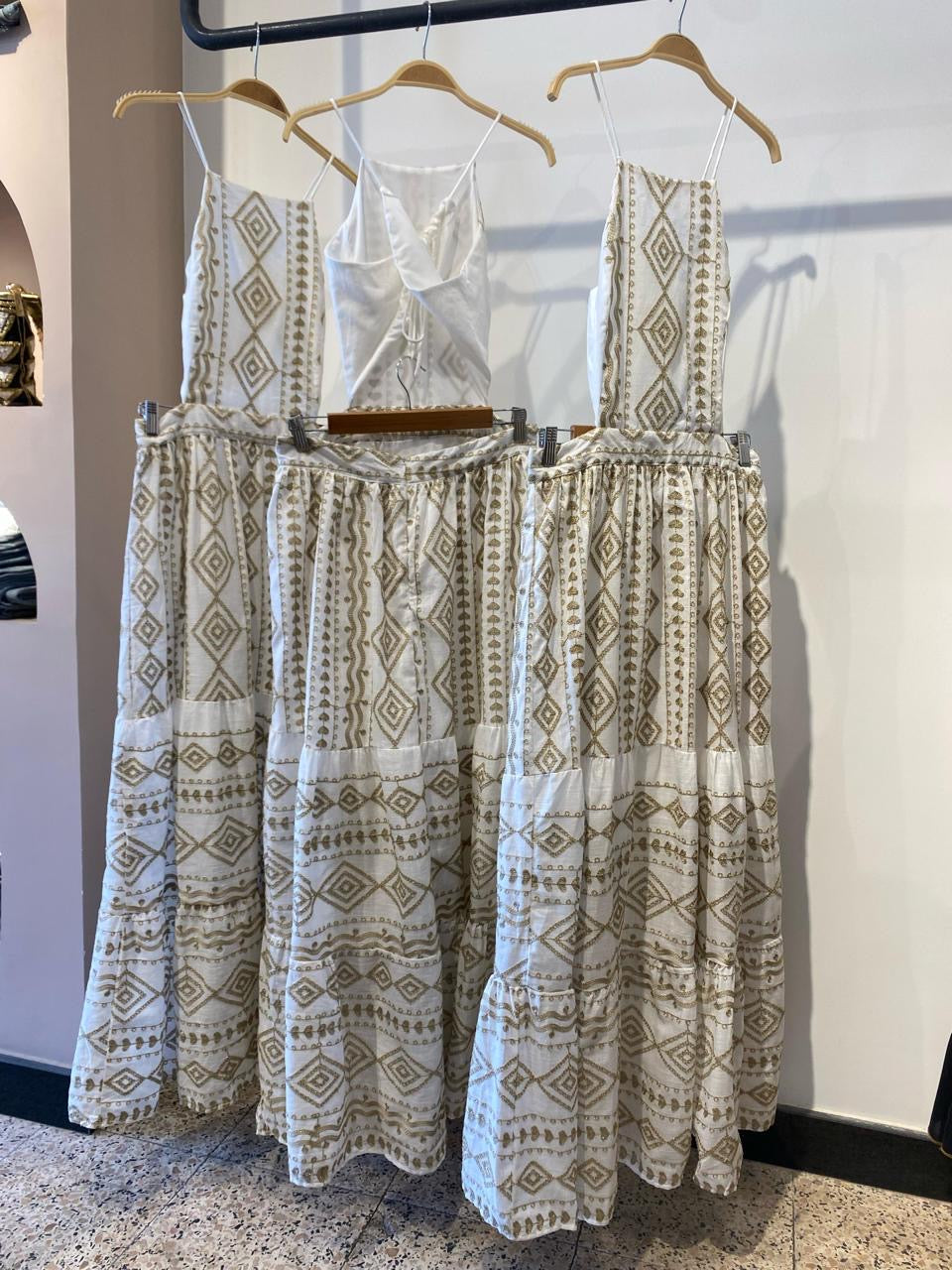 White Gold Threads Open Back Dress