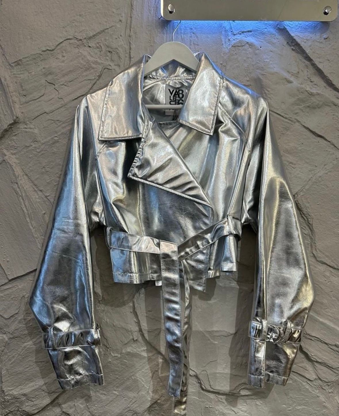 Metallic Silver Cropped Jacket