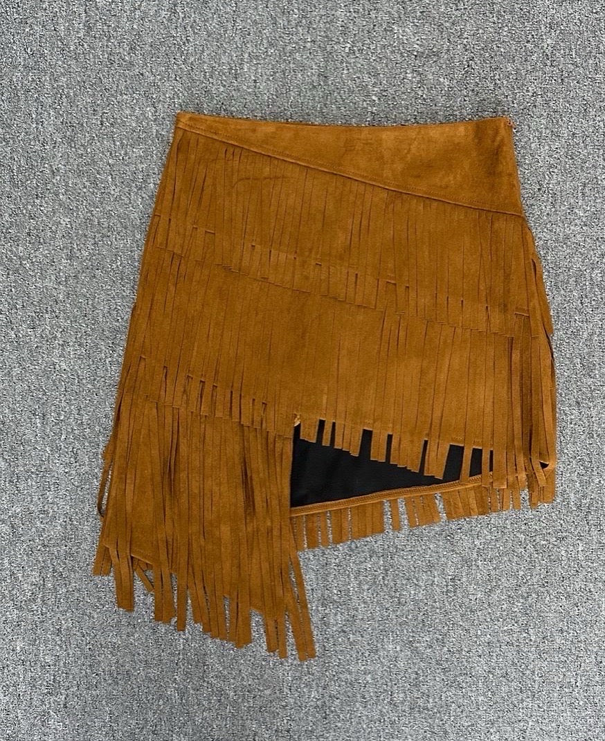 Fringed Suede Mini Skirt