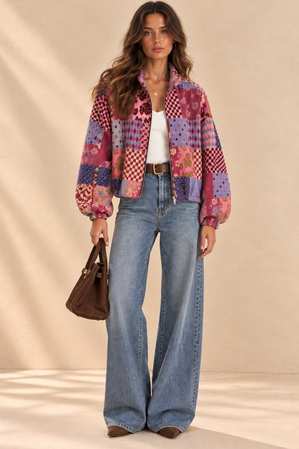 Mosaic Patchwork Bomber Jacket