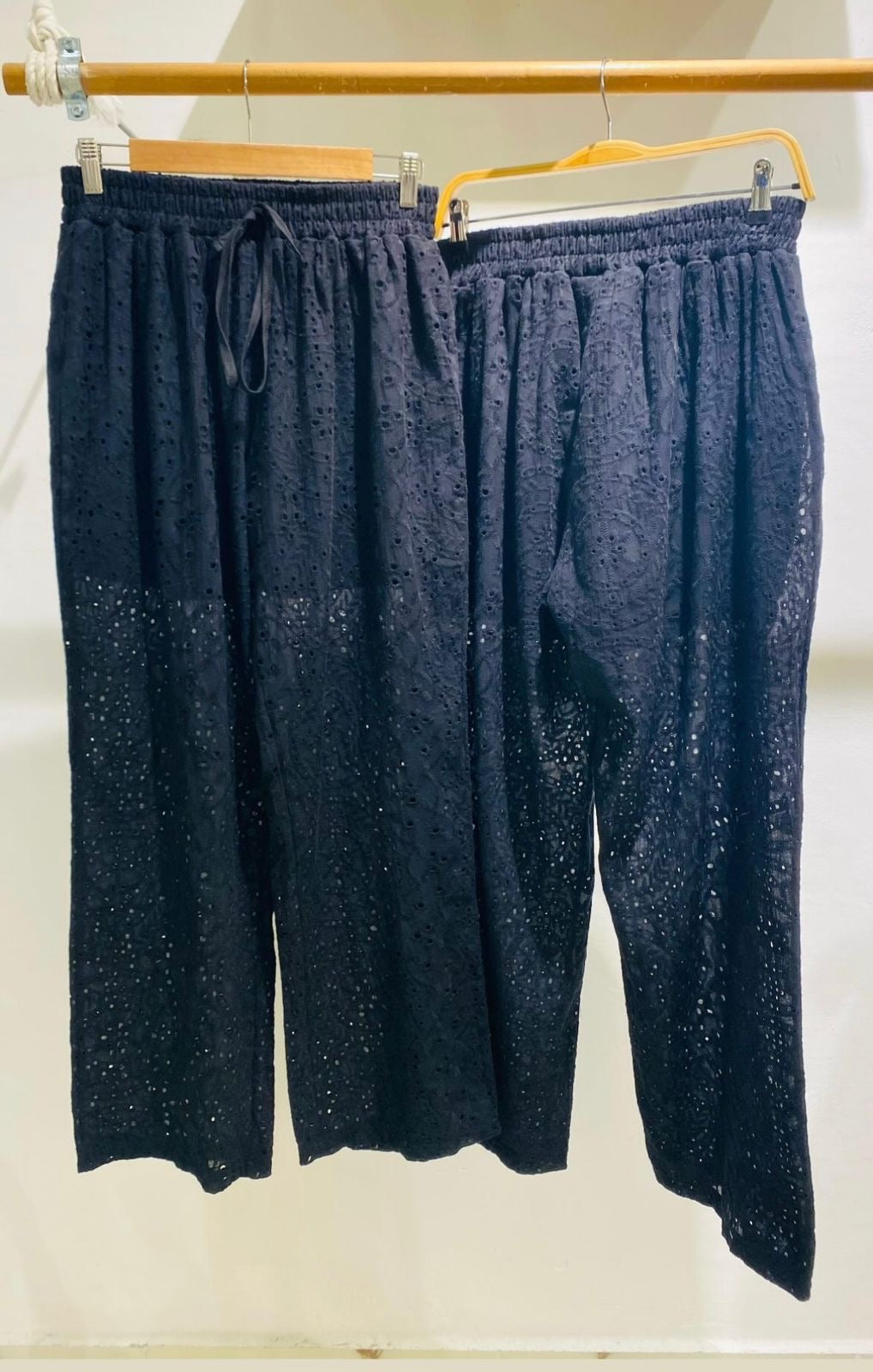 Embroidery Black Beach Pants
