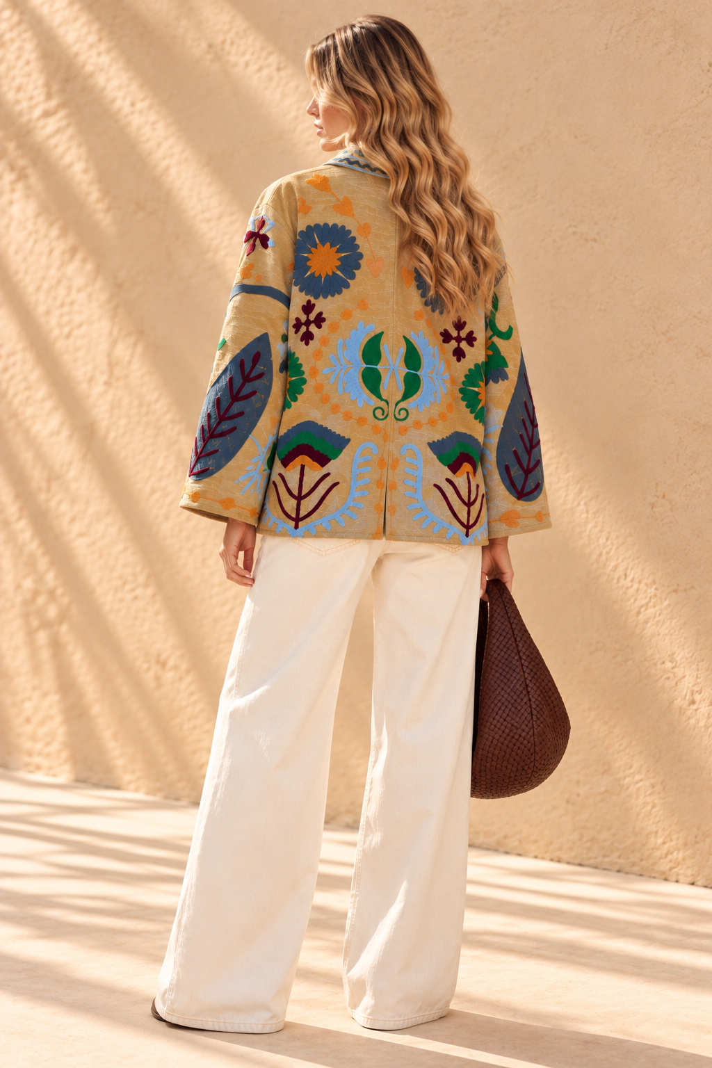 The Floriana Beige Botanical Jacket