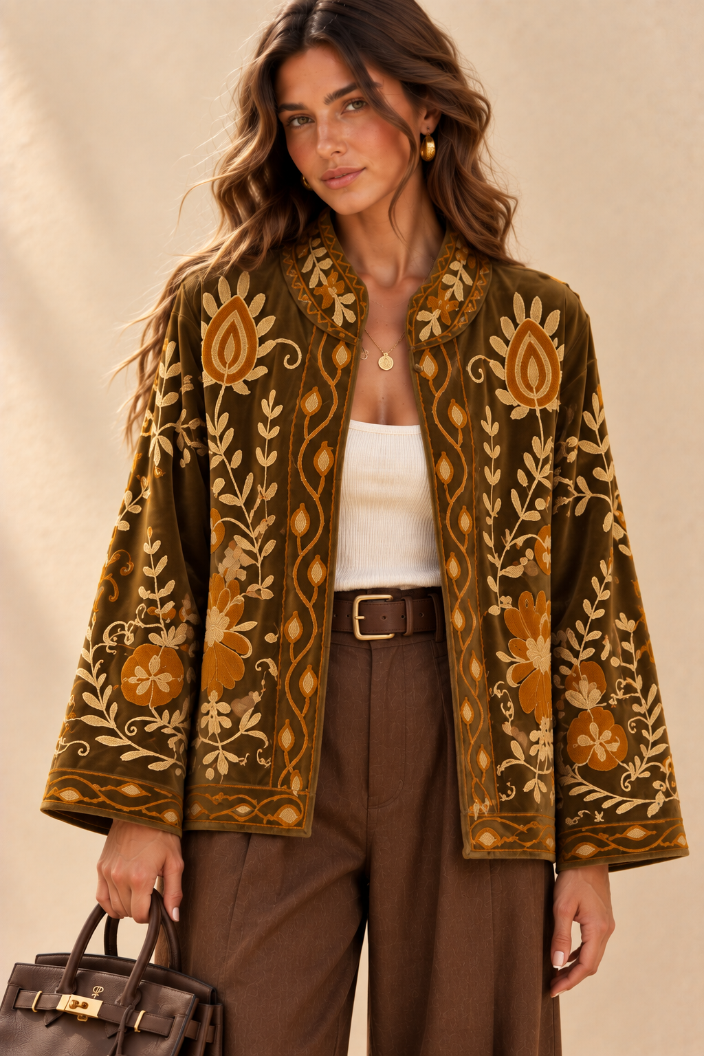 The Floriana Brown Suede Jacket