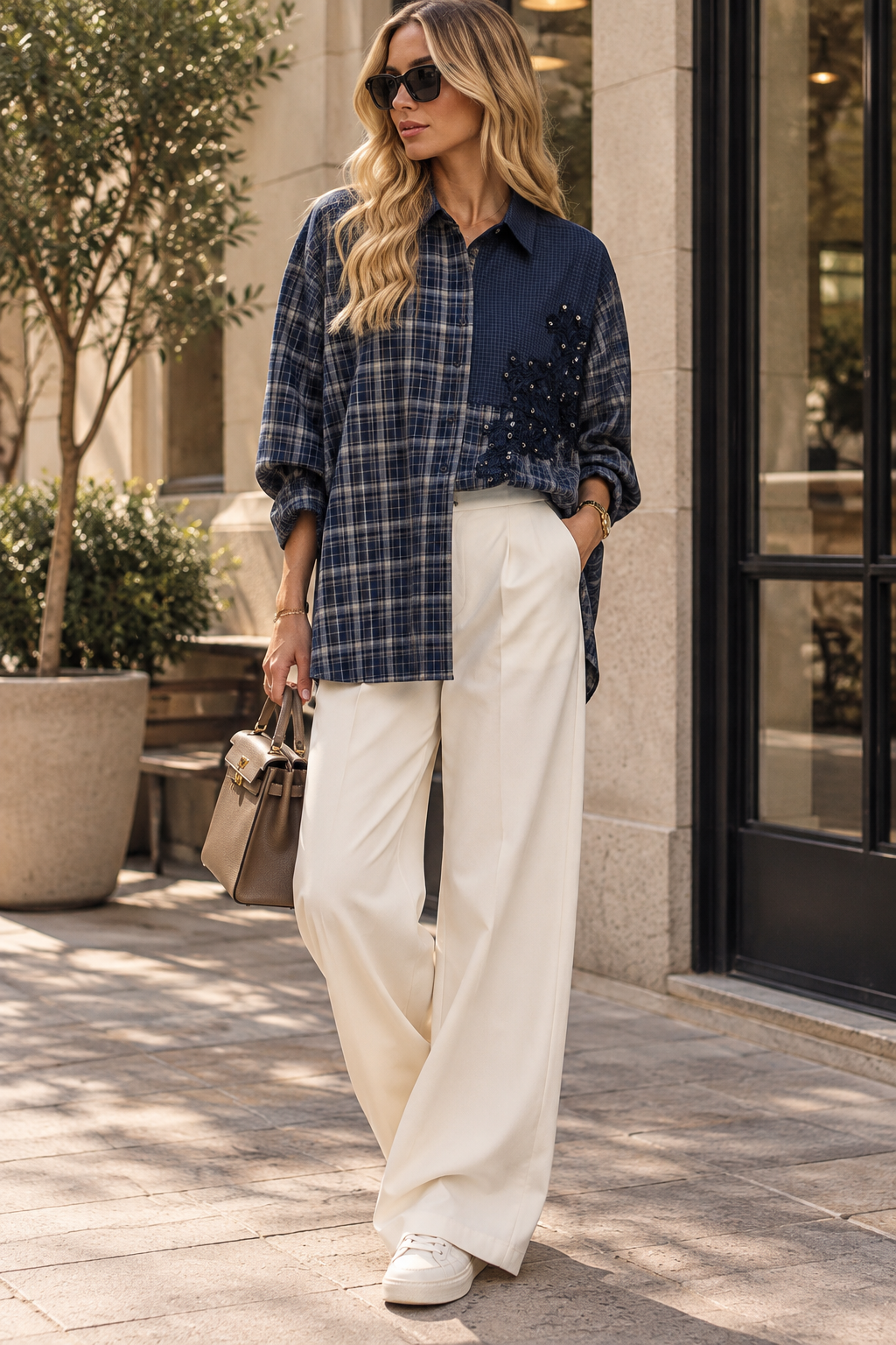 Embroidered Plaid Shirt