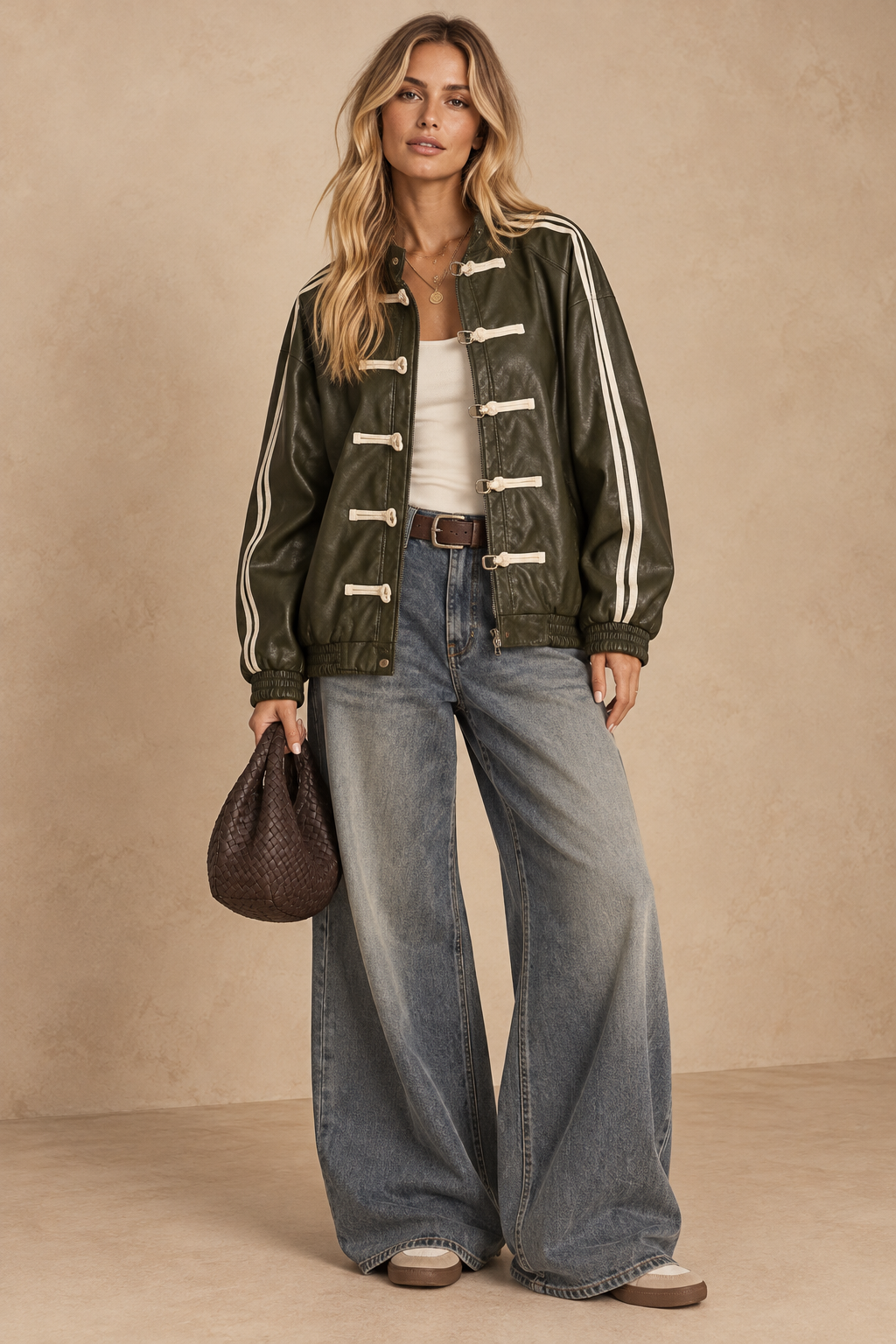 Military Leather Bomber Jacket