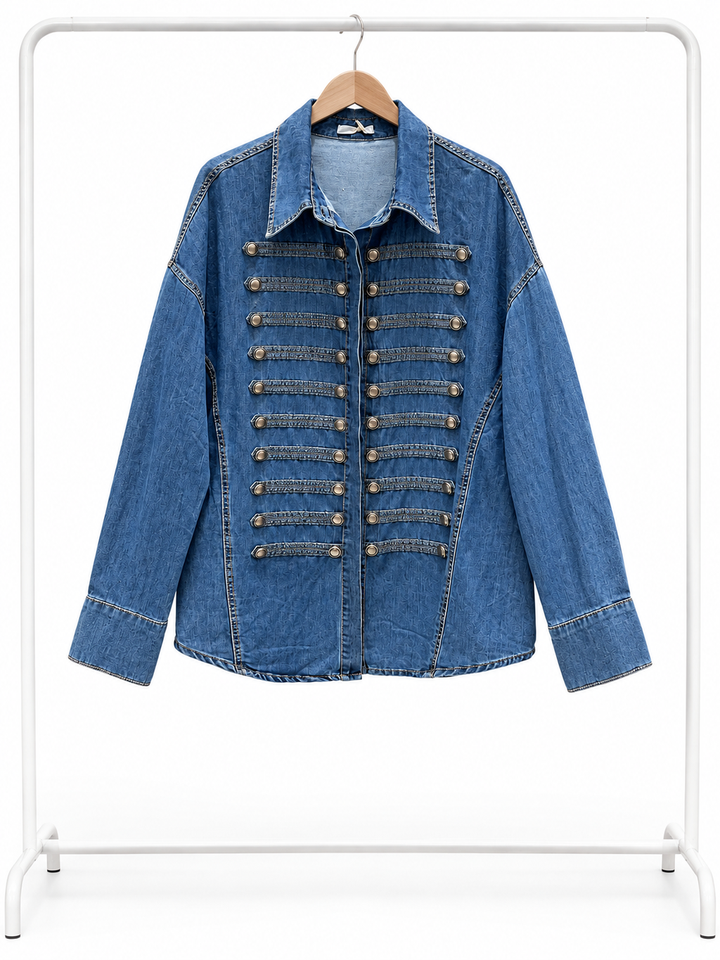 Military-Inspired Denim Shirt