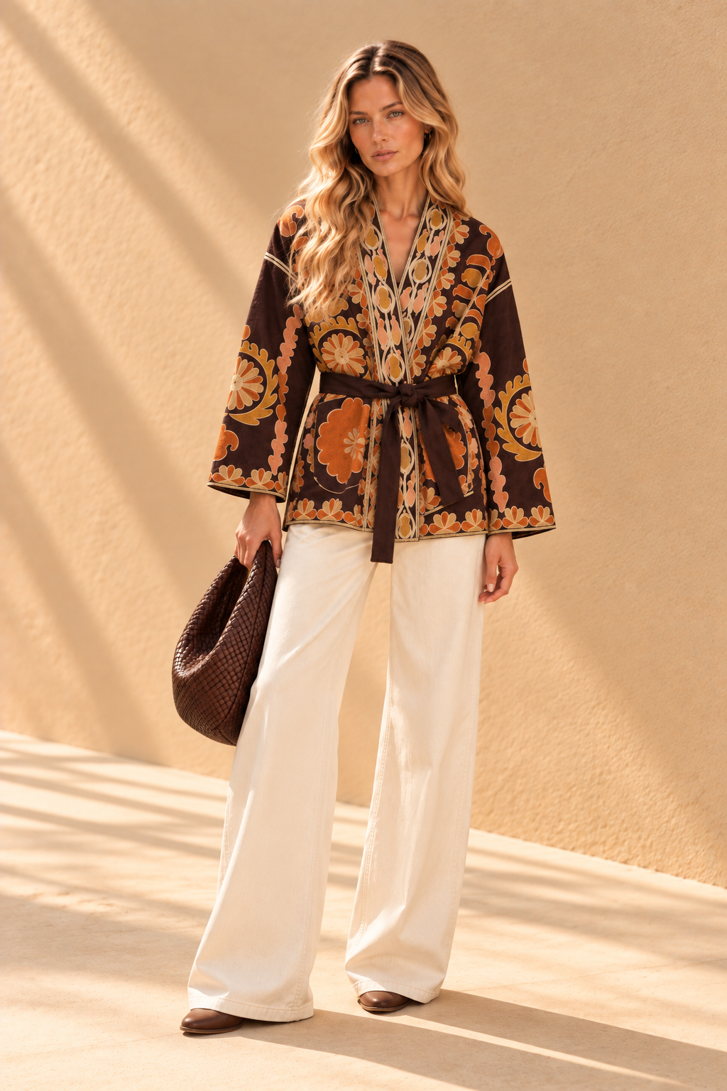 Autumn Bloom Embroidered Suede Jacket