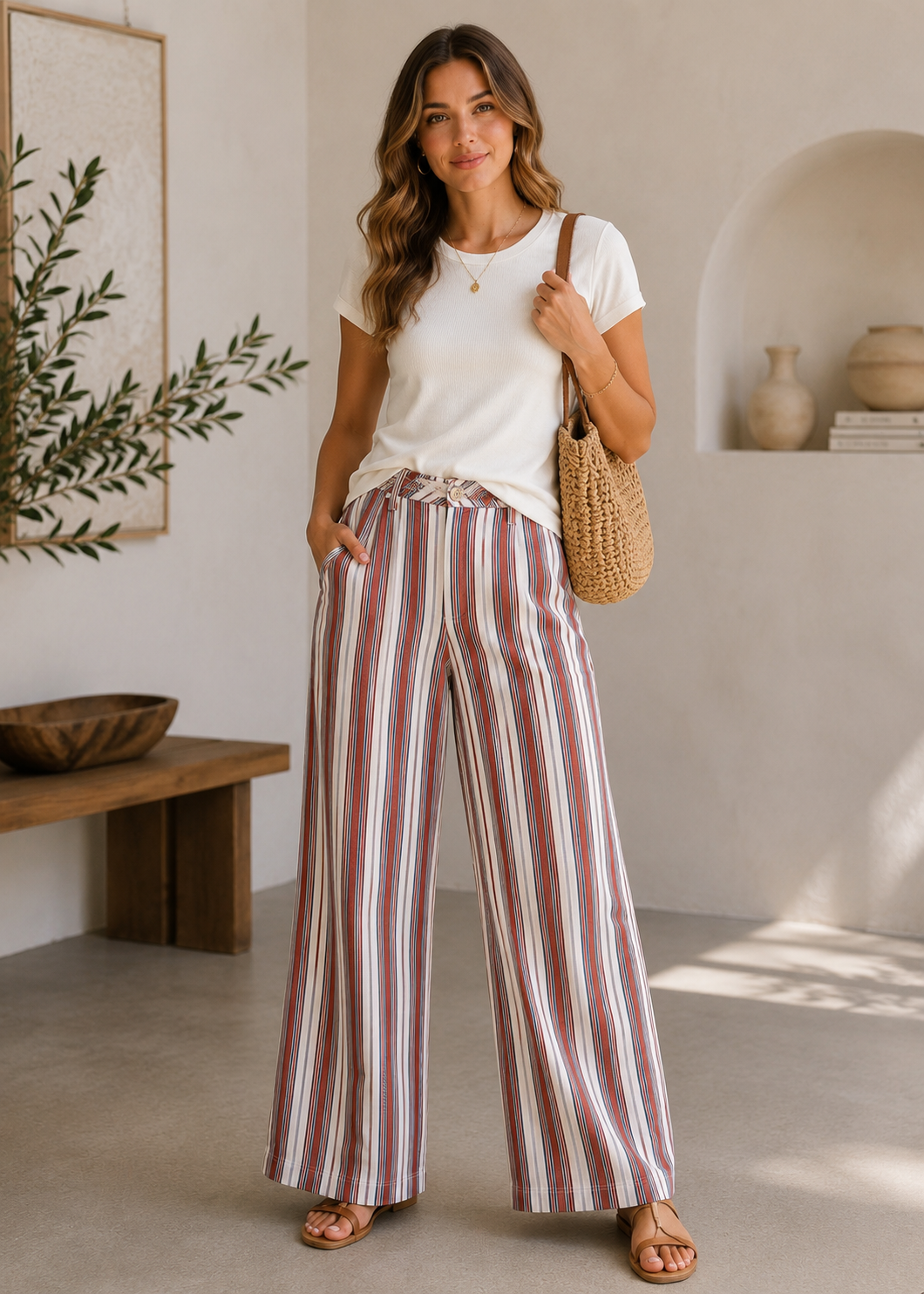 The Boardwalk Striped Wide-Leg Jeans