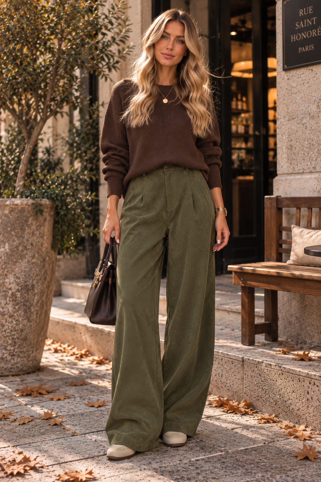 Oversized suede pants