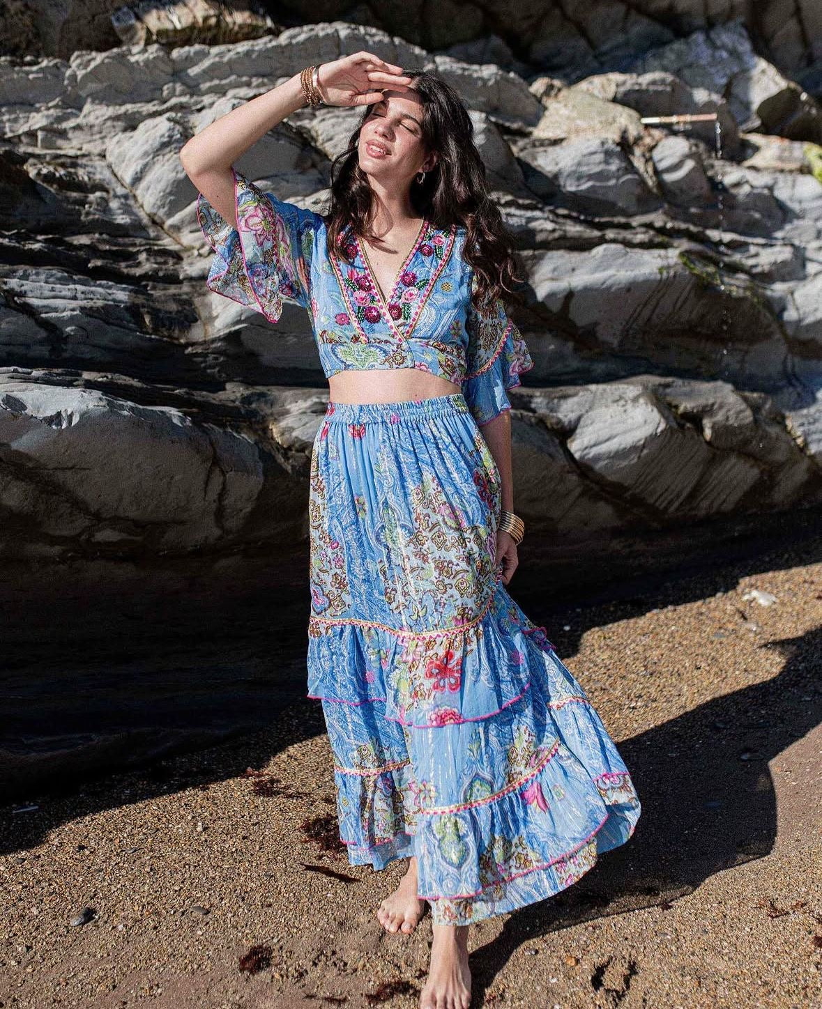 Blue Chiffon Co-ord Set
