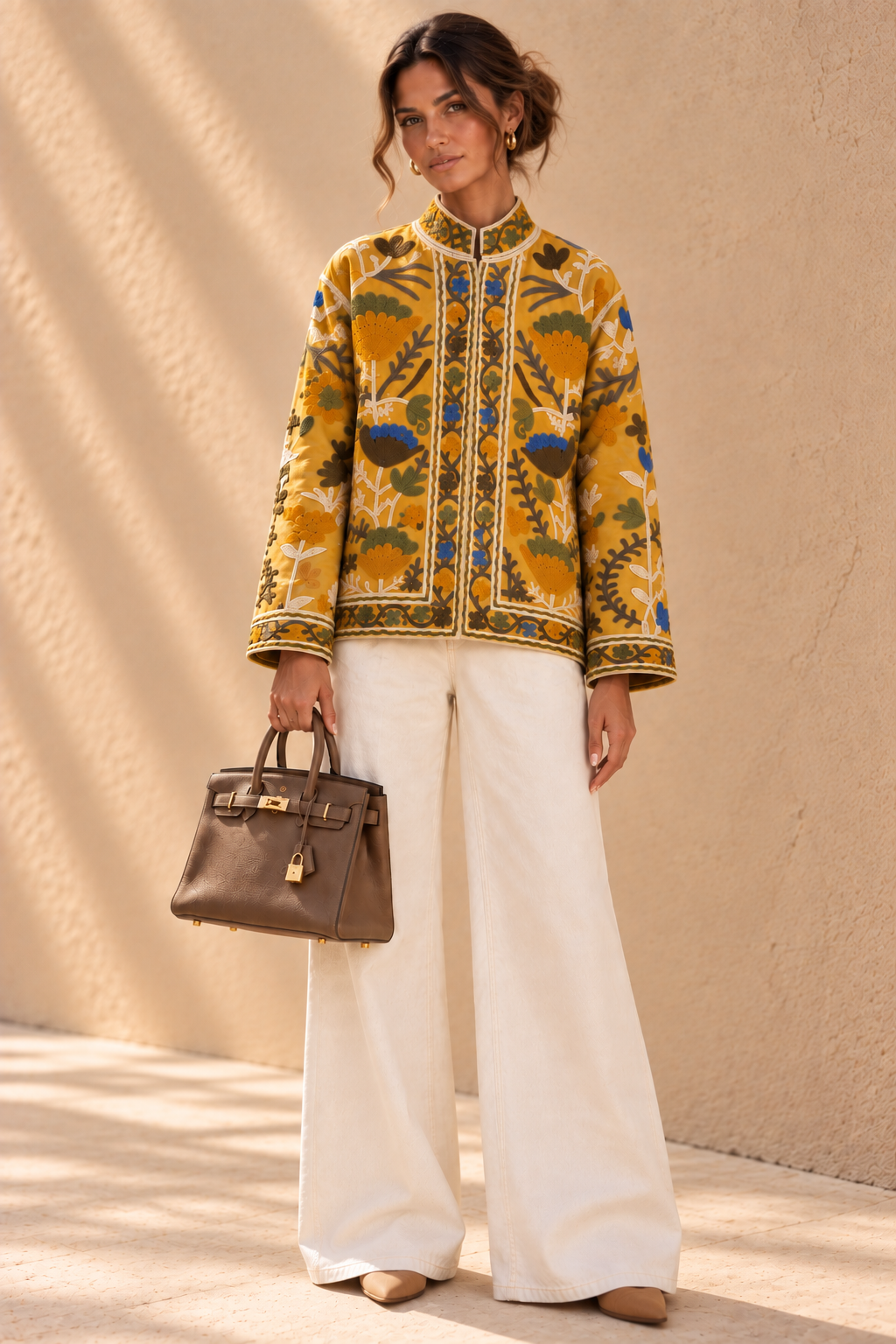 The Floriana Mustard Botanical Jacket