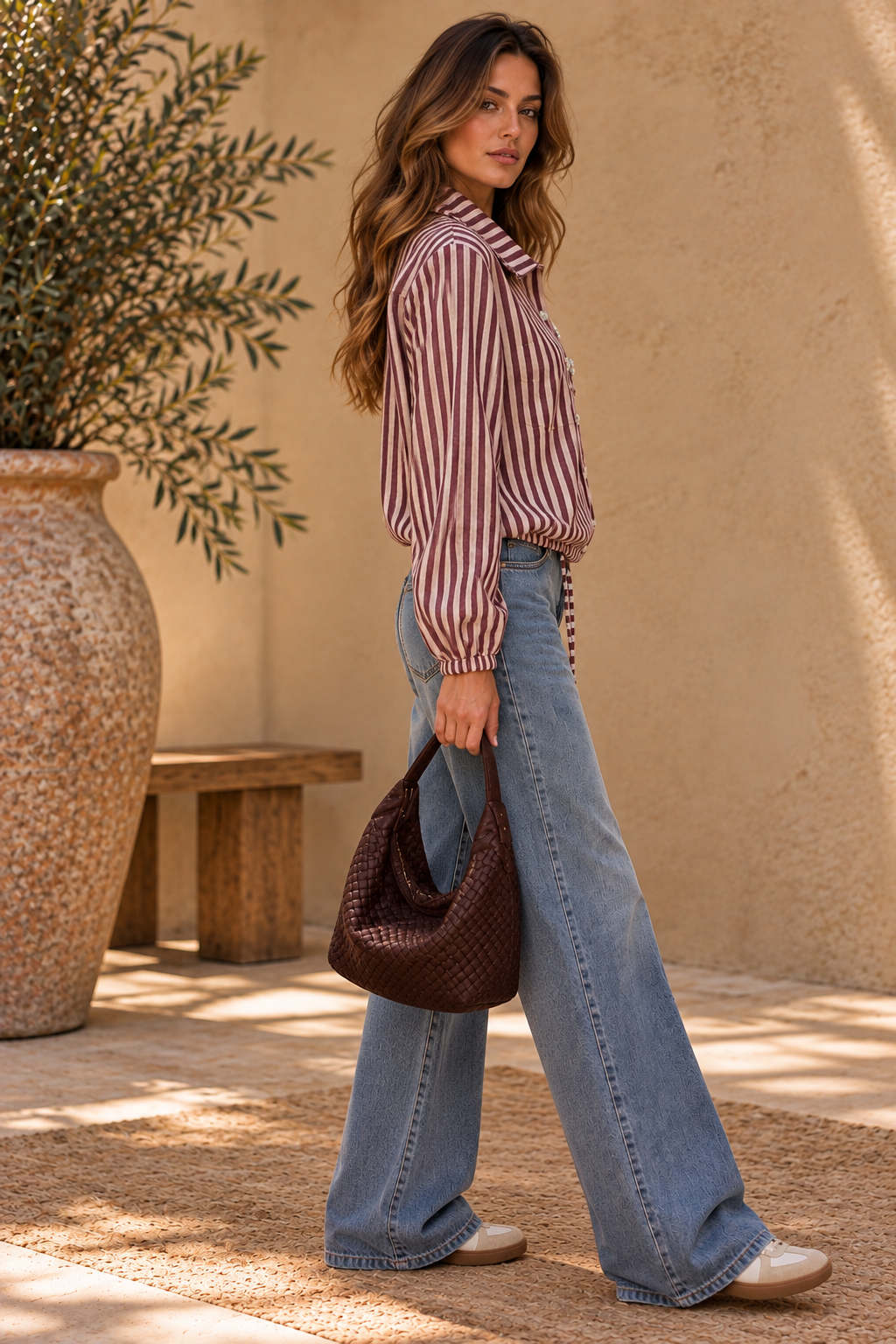 Striped Velvet Shirt Jacket