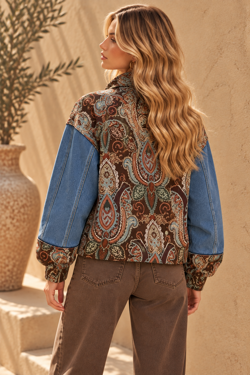 The Althea Denim & Jacquard Jacket
