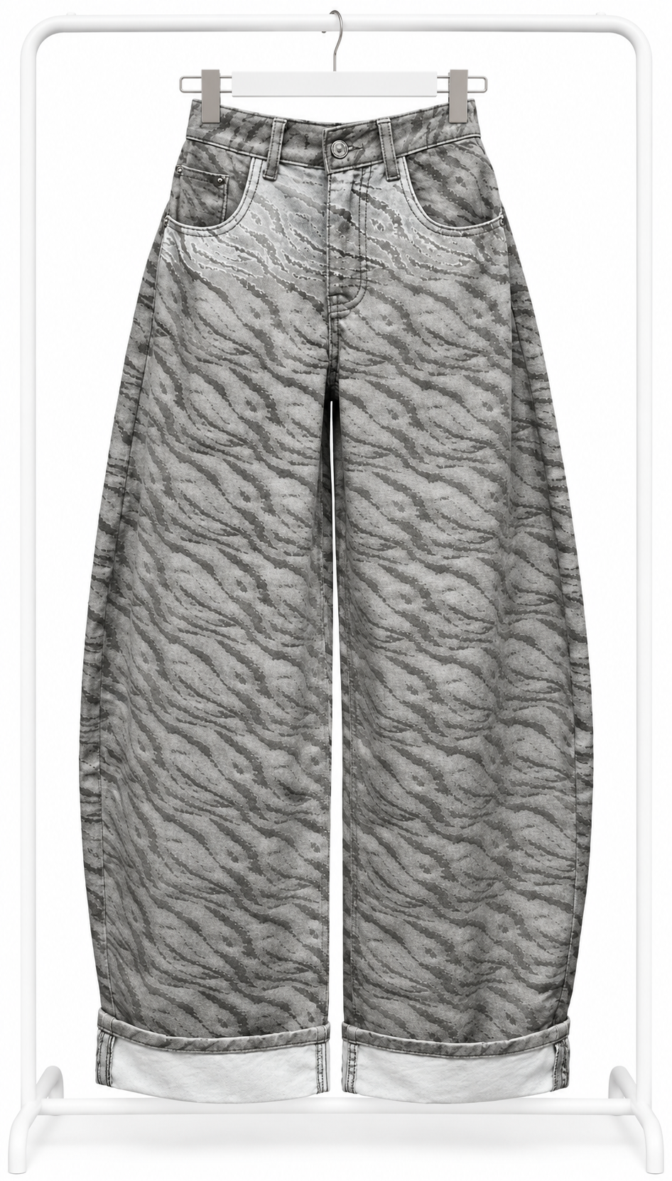Grey Zebra Wide-Leg Jeans
