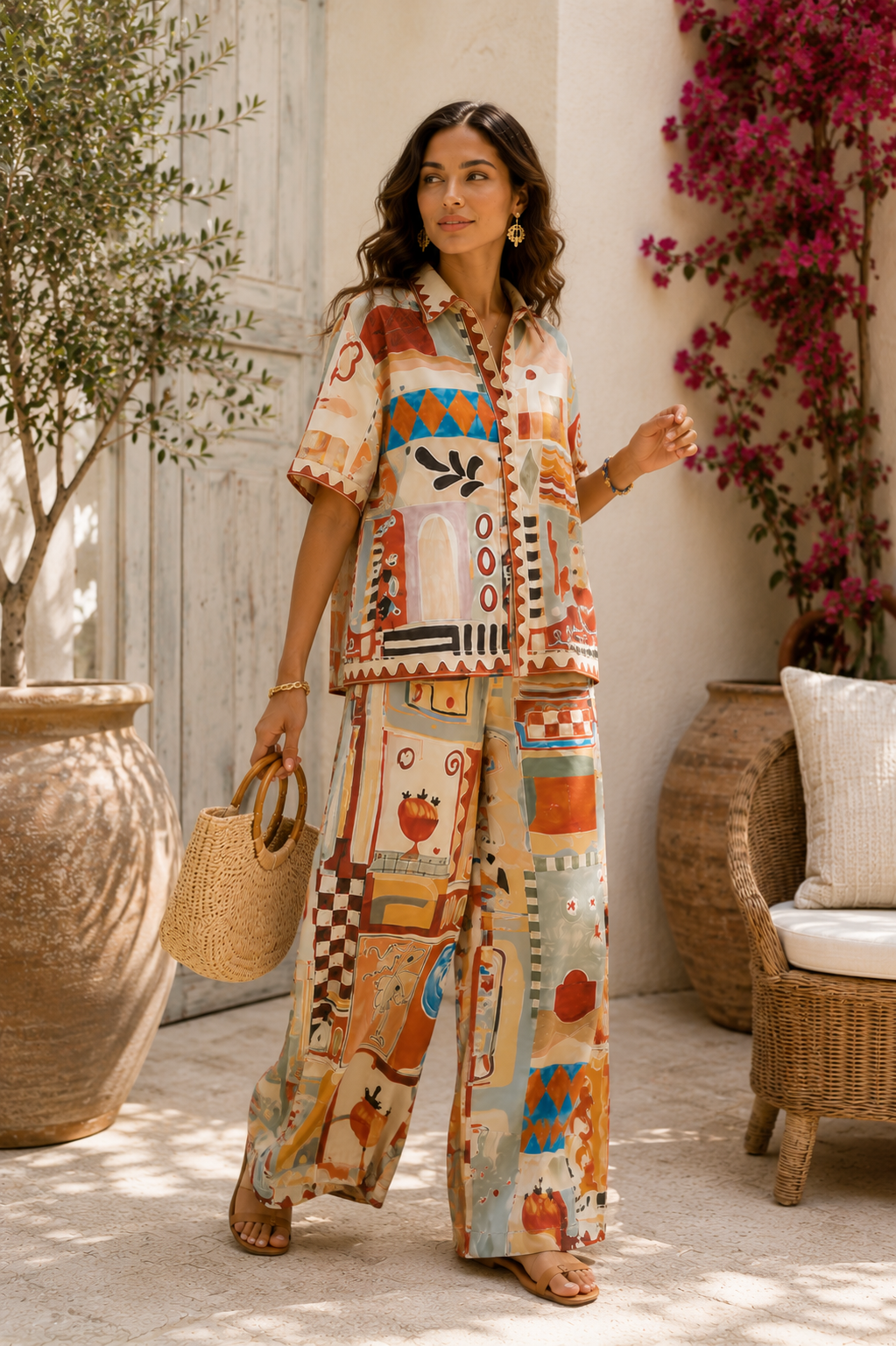 The Amalfi Printed Shirt & Pants Set