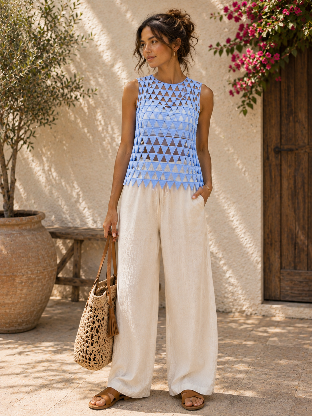 Triangle Cutout Cover-Up Top