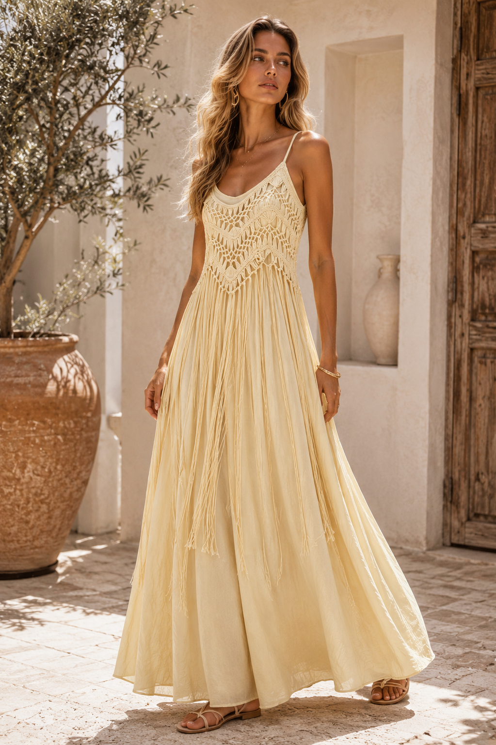 The Crochet Linen Maxi Dress